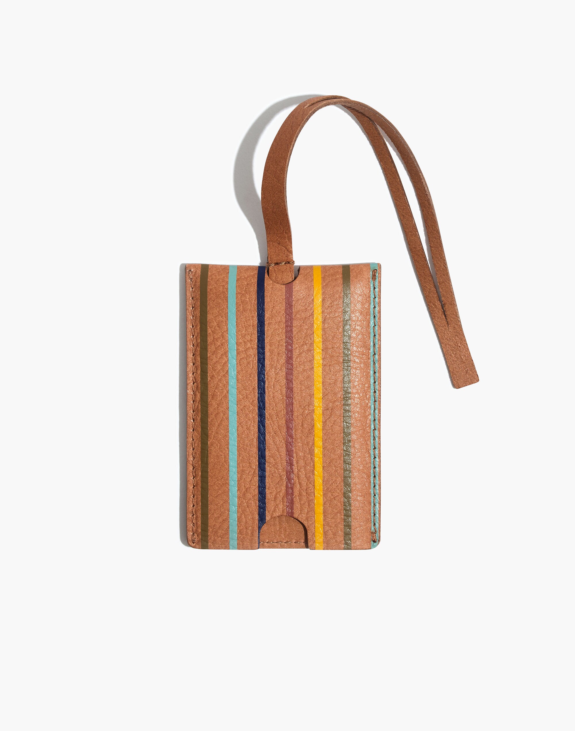 The Leather Luggage Tag: Rainbow Striped Edition