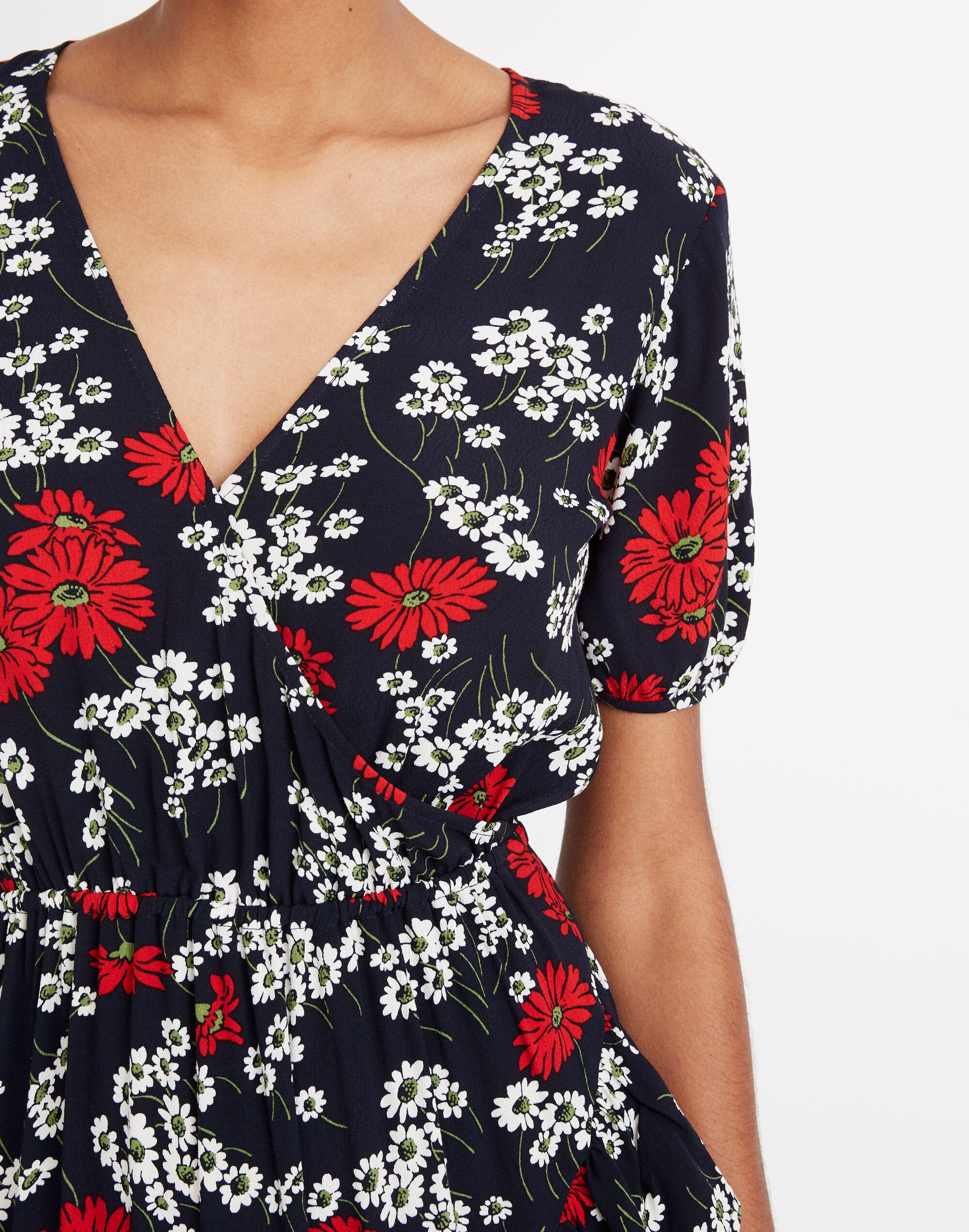 Ruffle-Wrap Dress in Hillside Daisies