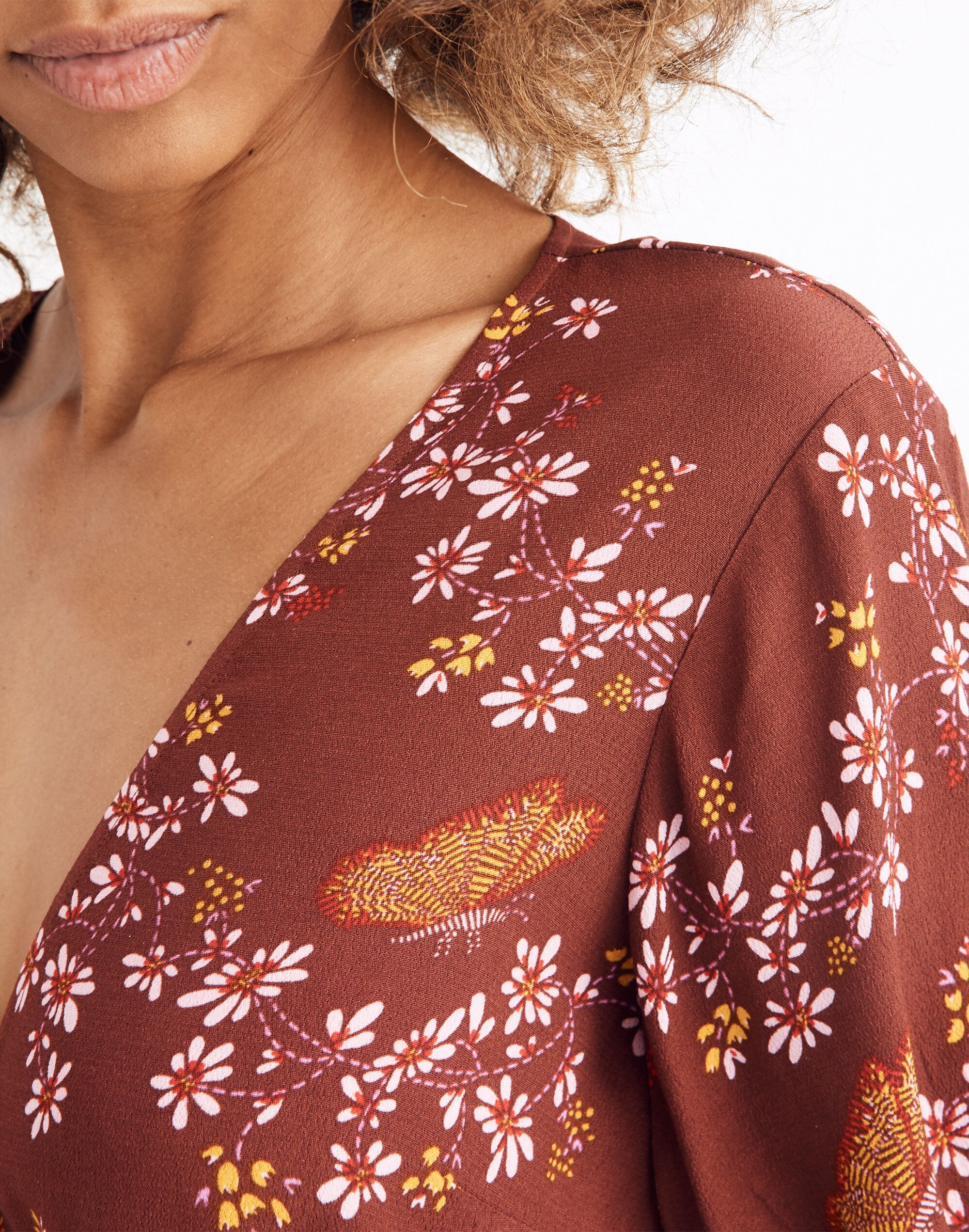 Ruffle-Wrap Dress in Windowbox Floral