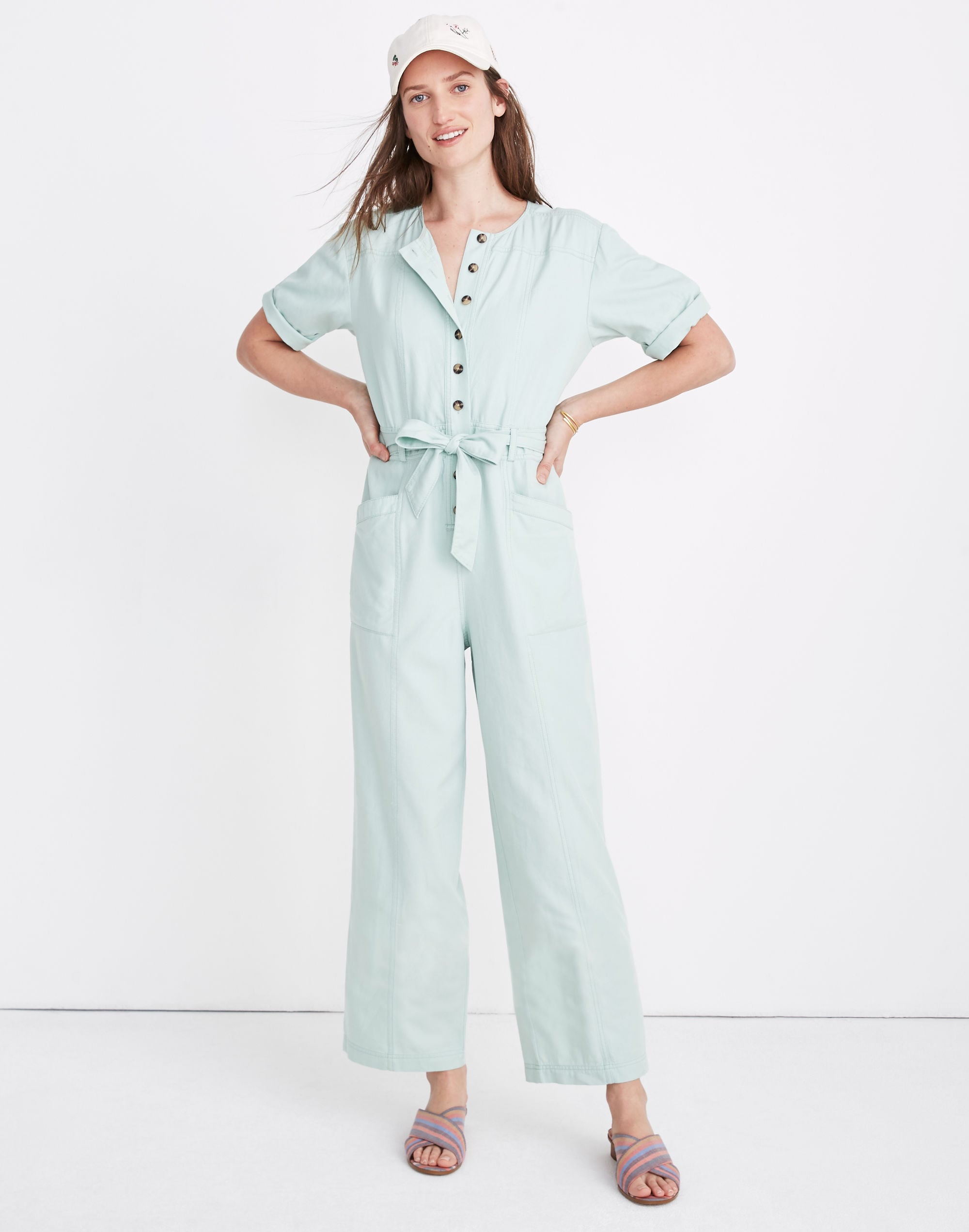 Top-Stitched Coverall Jumpsuit