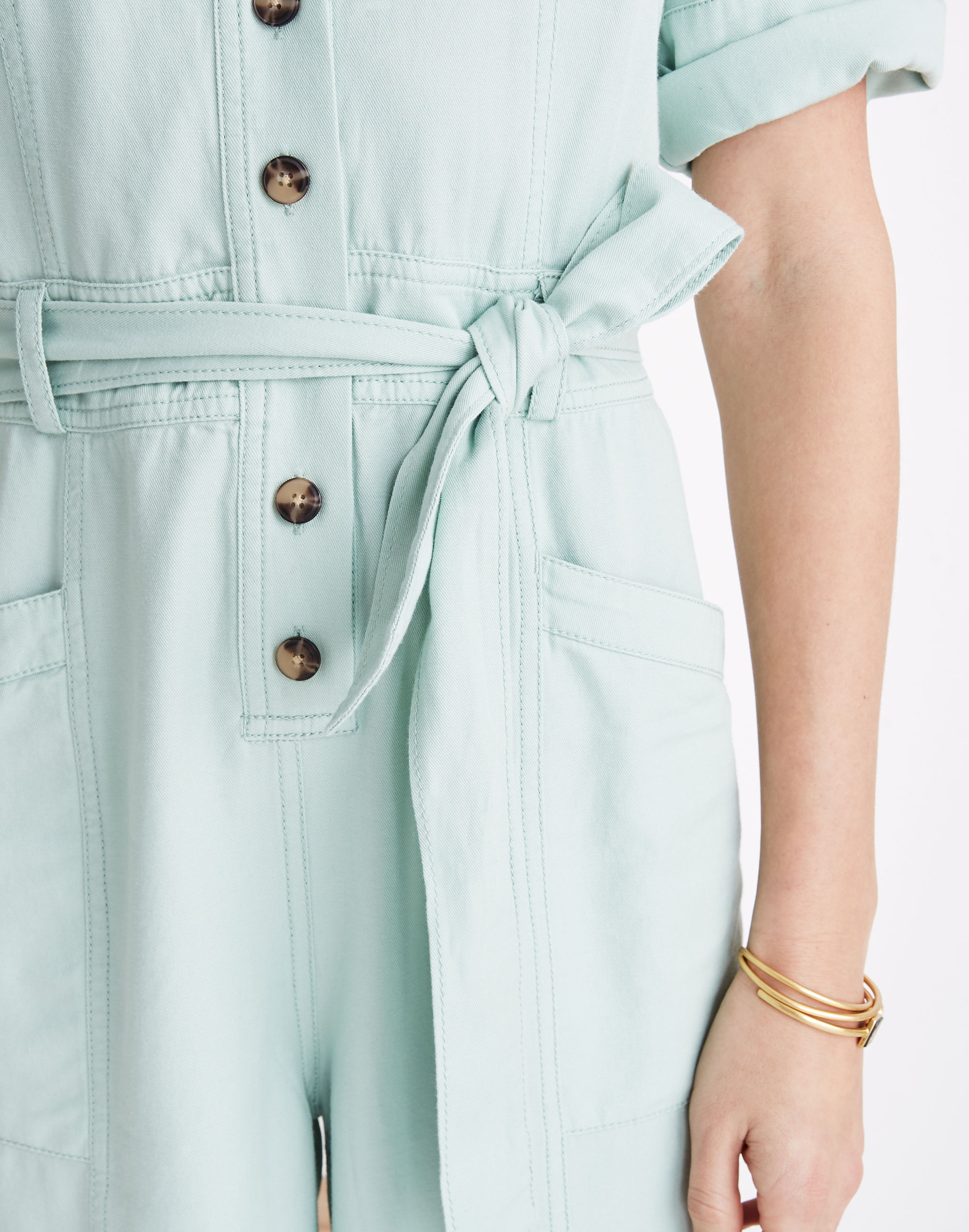 Top-Stitched Coverall Jumpsuit