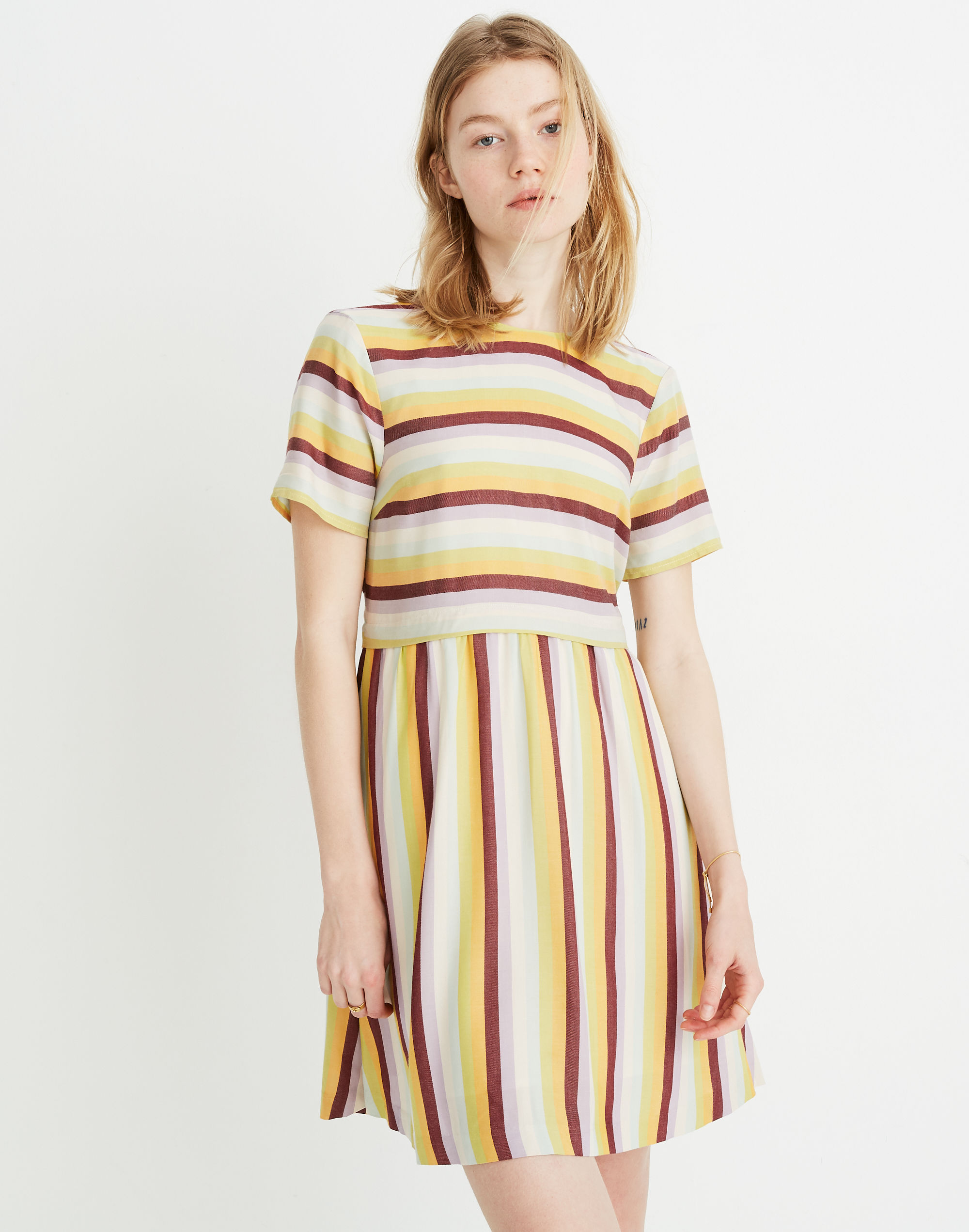 striped scoop-back dress