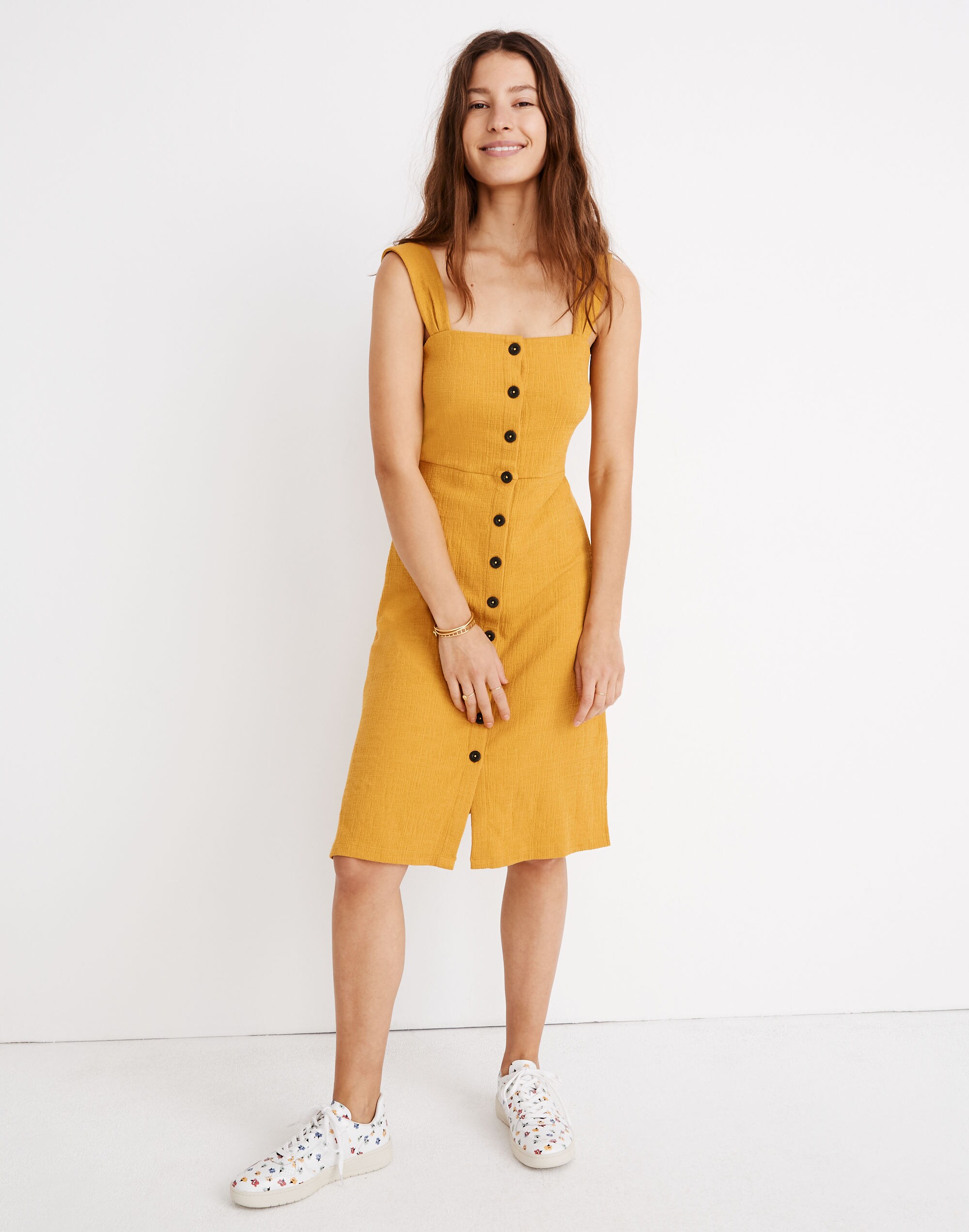 Texture &amp; Thread Button-Front Tank Dress
