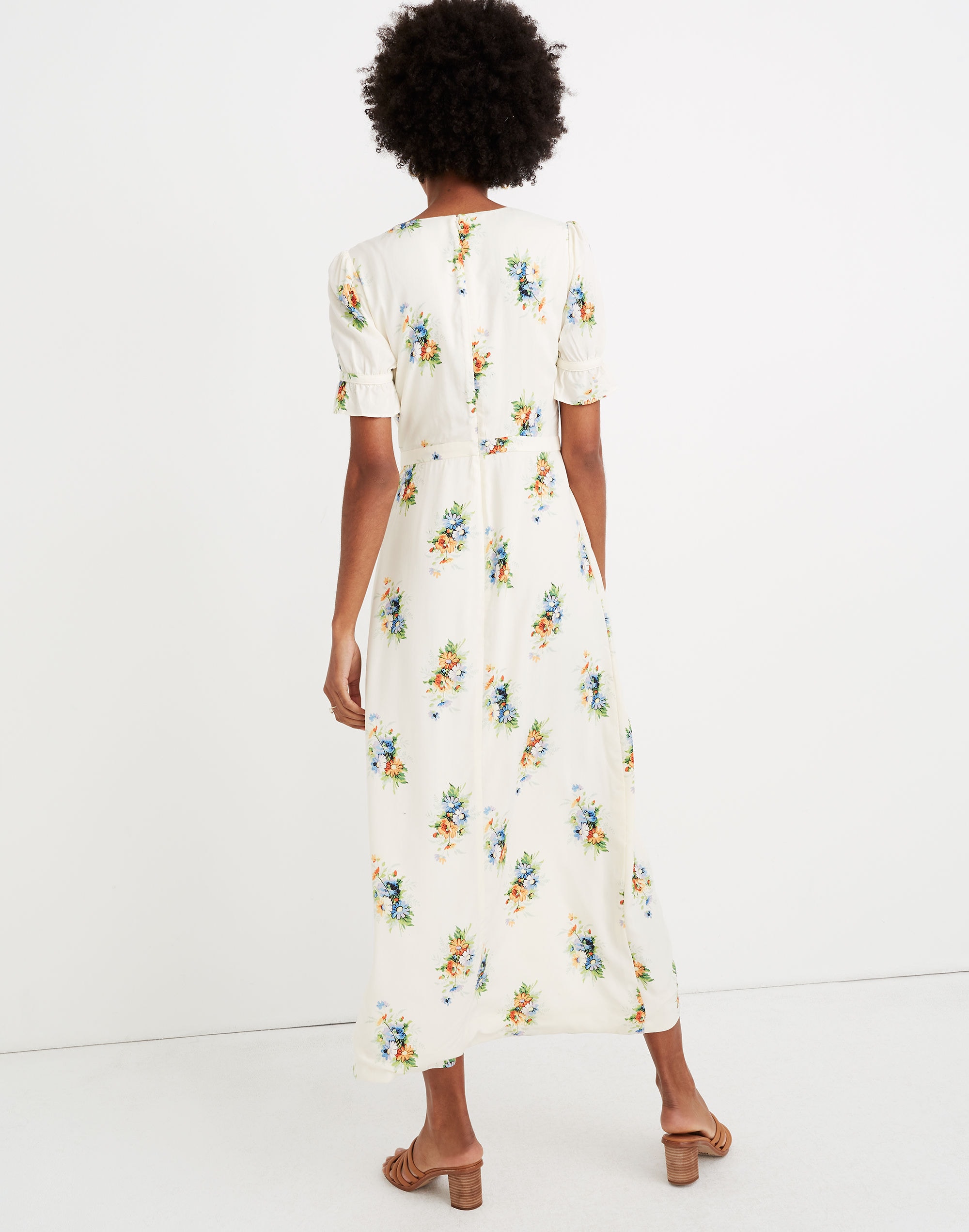 Ruffle-Sleeve Maxi Dress in Classic Corsage