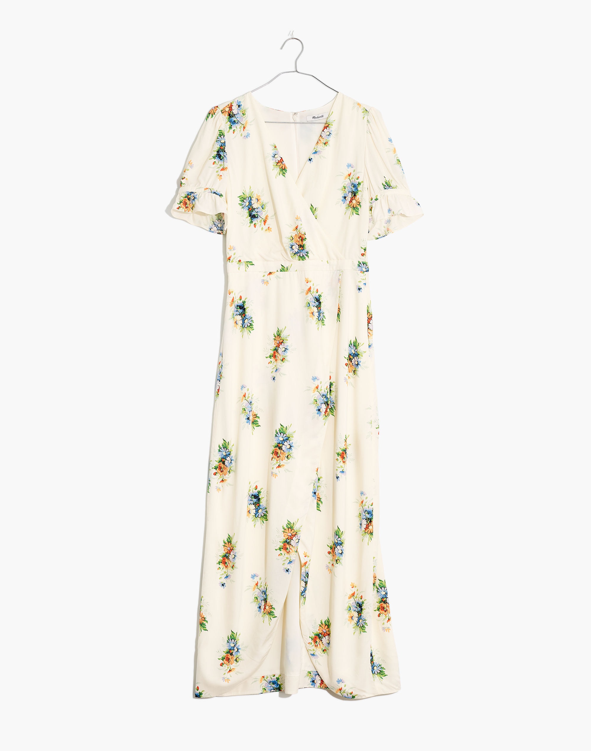 Ruffle-Sleeve Maxi Dress in Classic Corsage