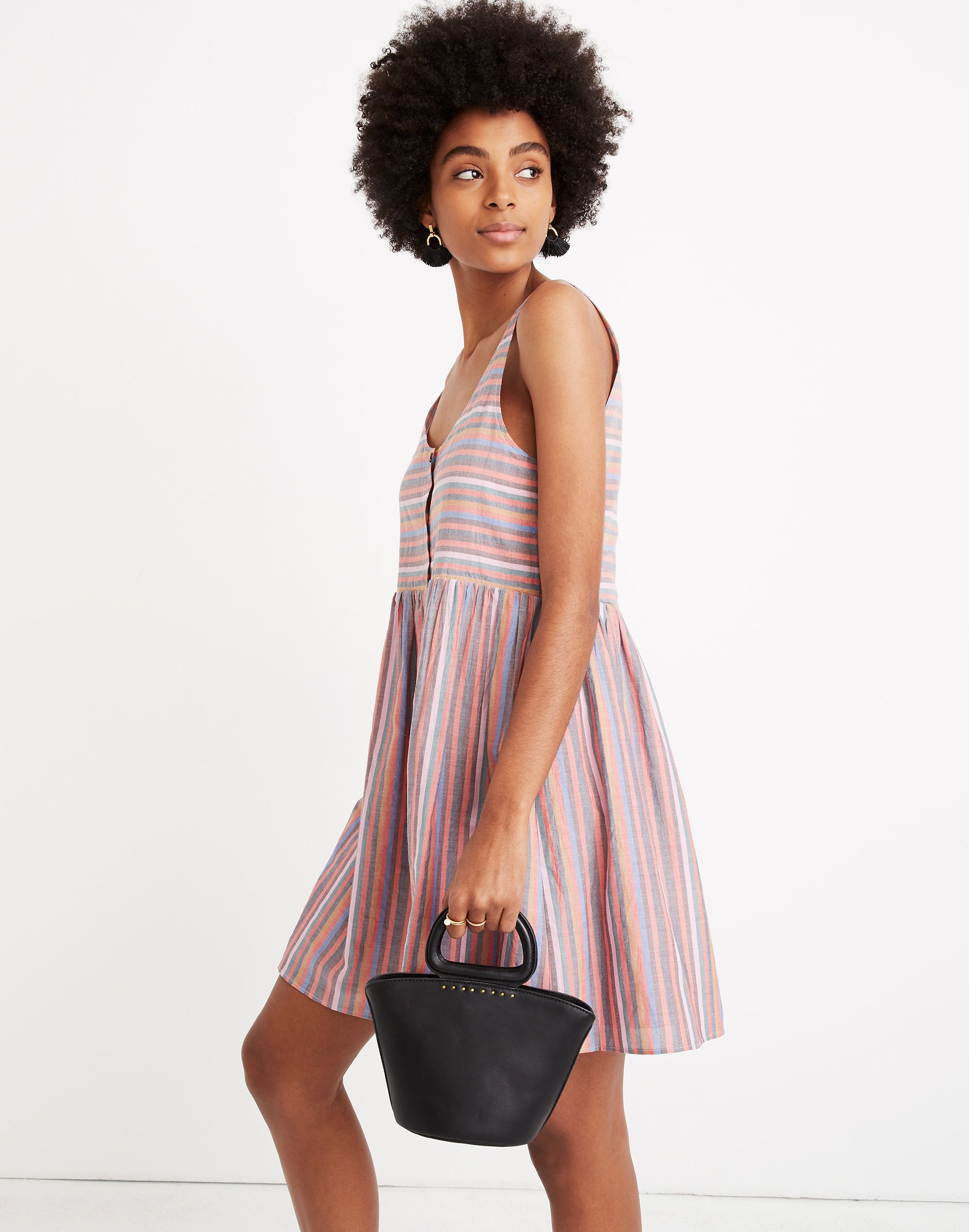 Scoopneck Tank Dress in Rainbow Stripe