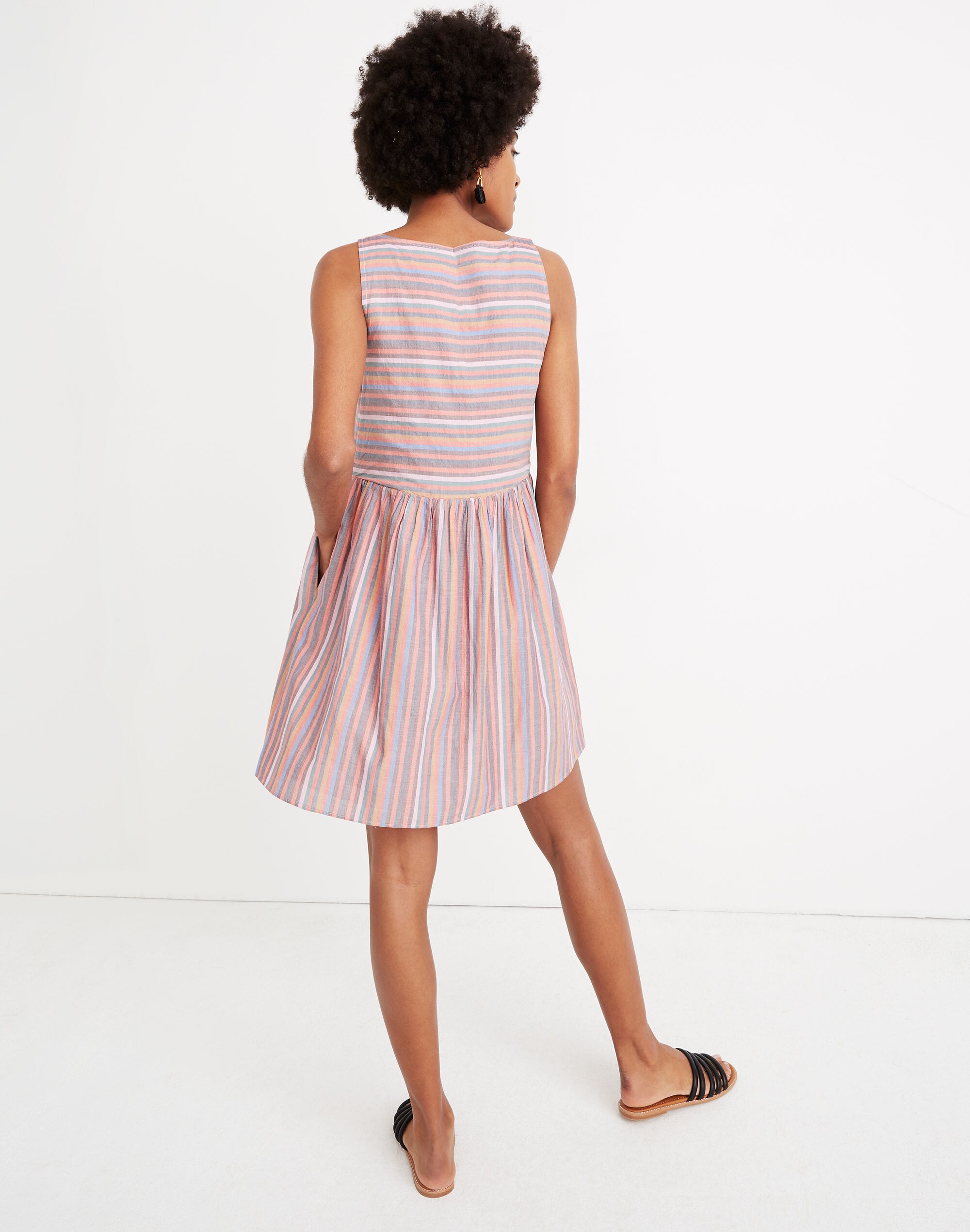 Scoopneck Tank Dress in Rainbow Stripe