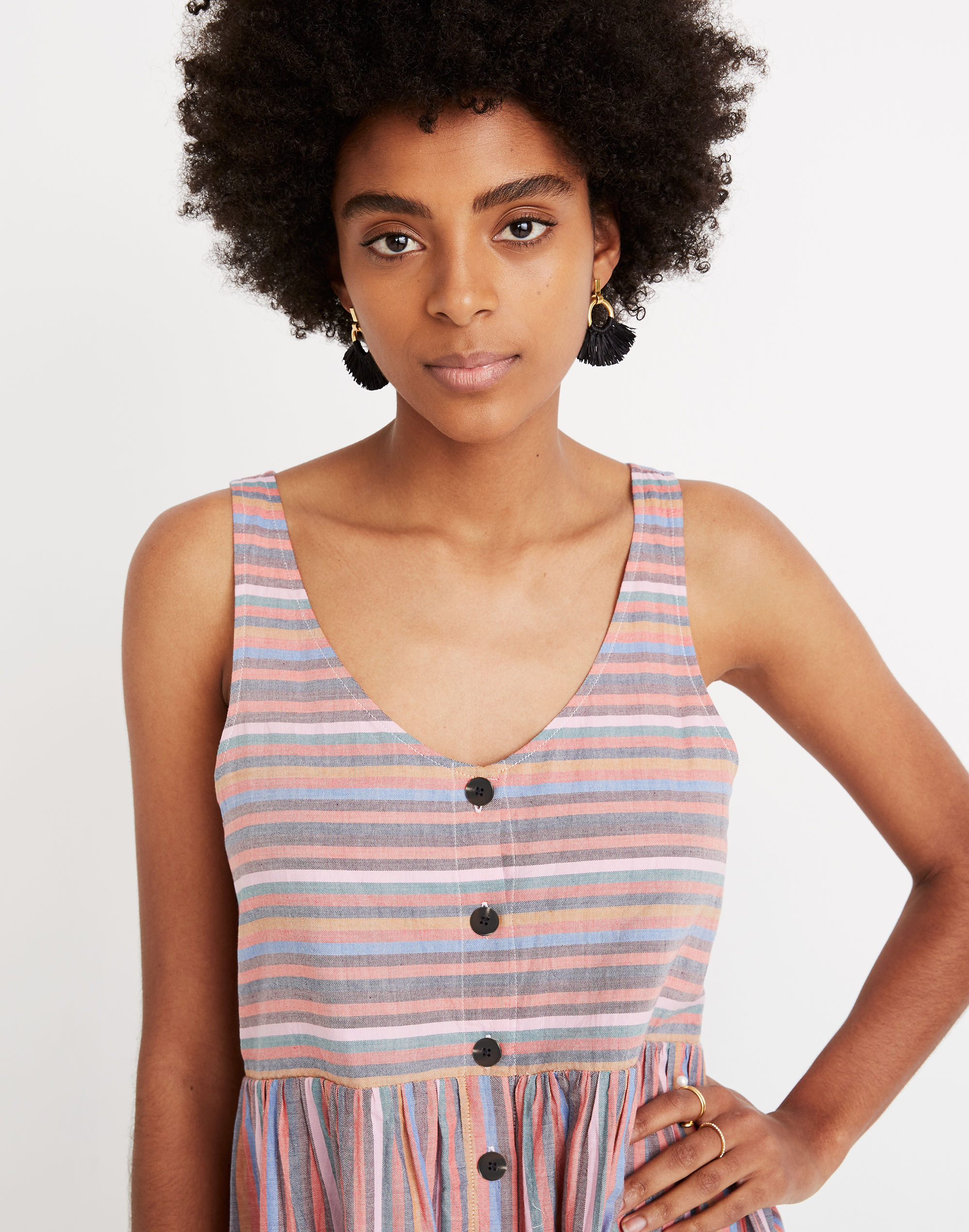 Scoopneck Tank Dress in Rainbow Stripe