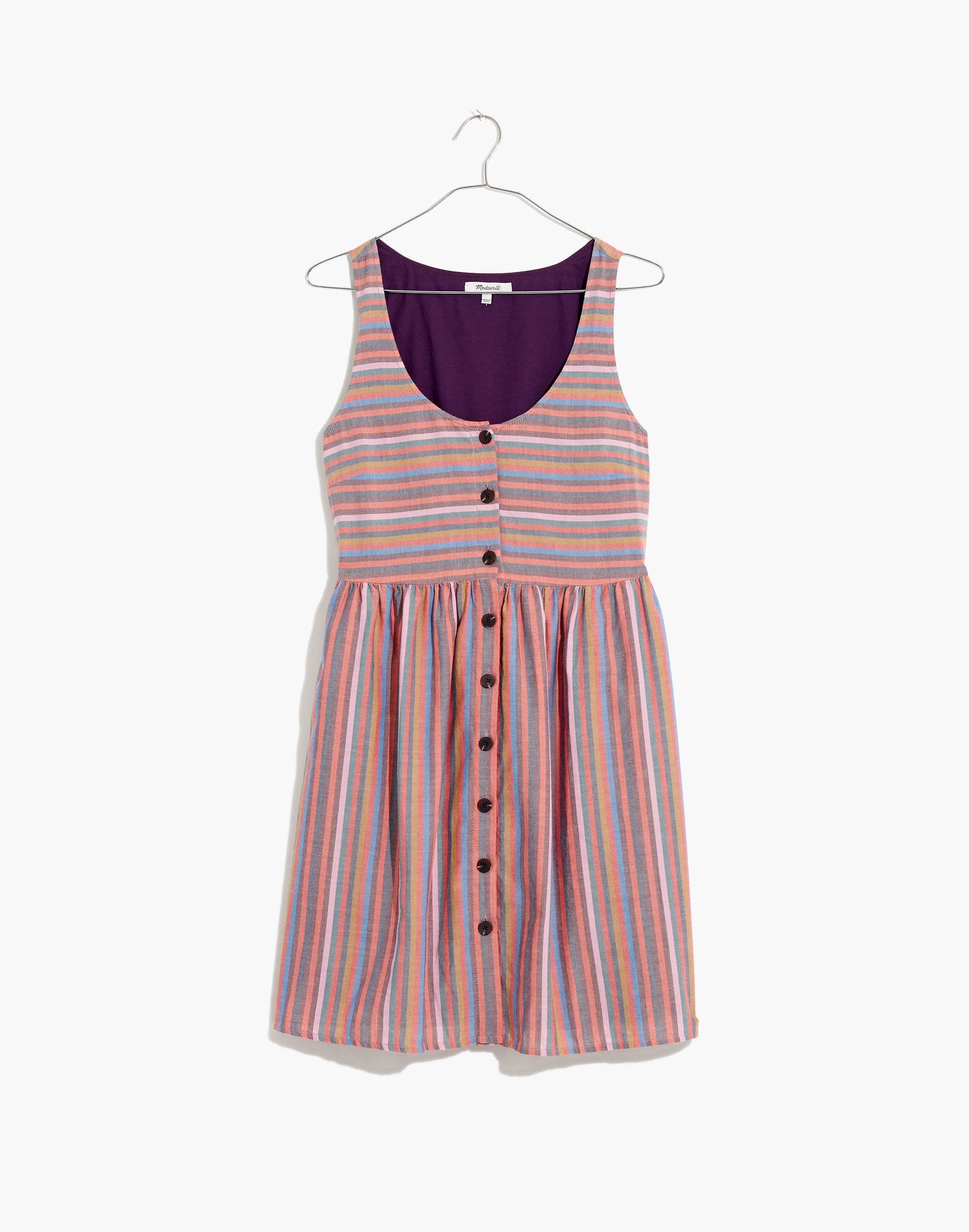 Scoopneck Tank Dress in Rainbow Stripe