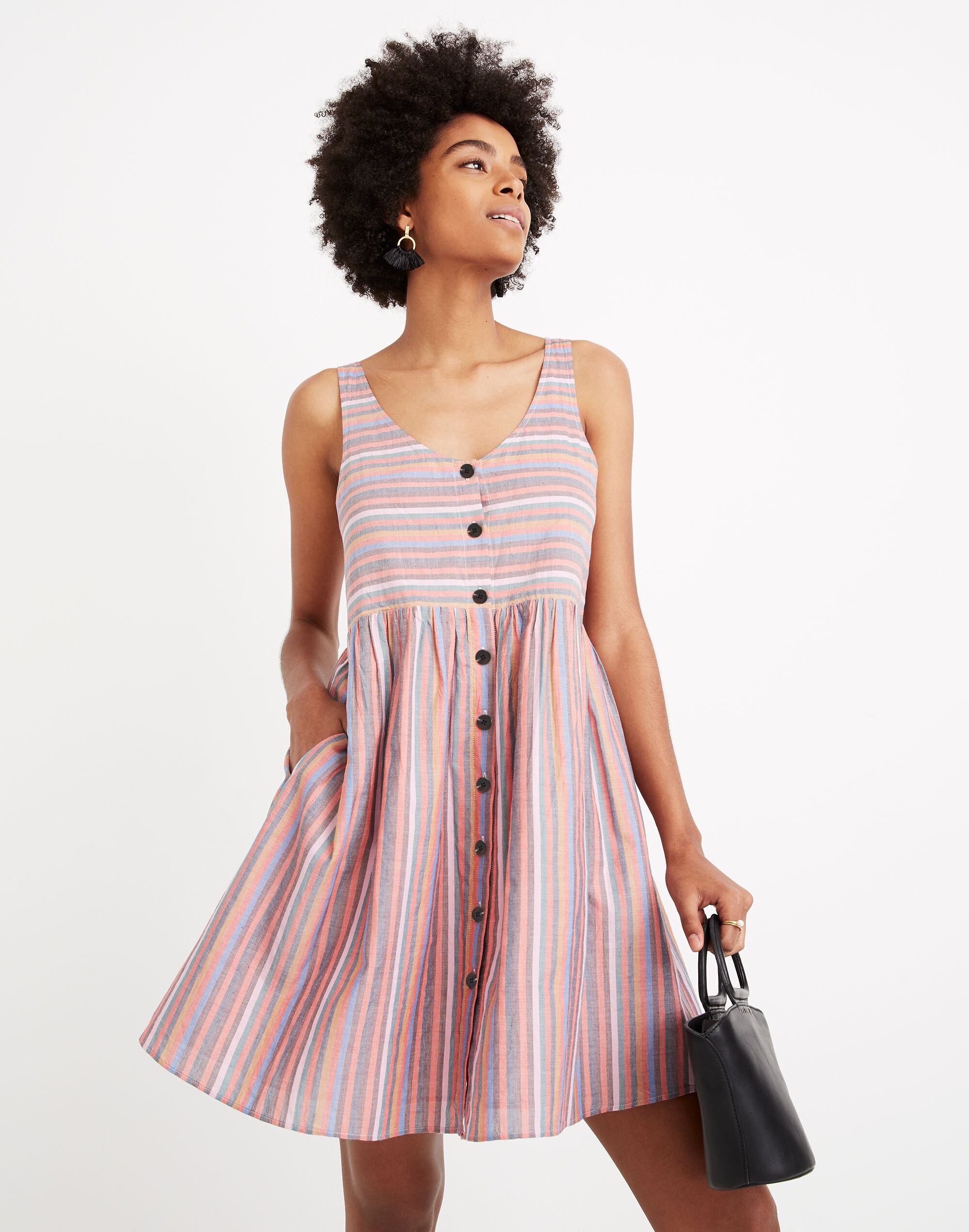 Scoopneck Tank Dress in Rainbow Stripe