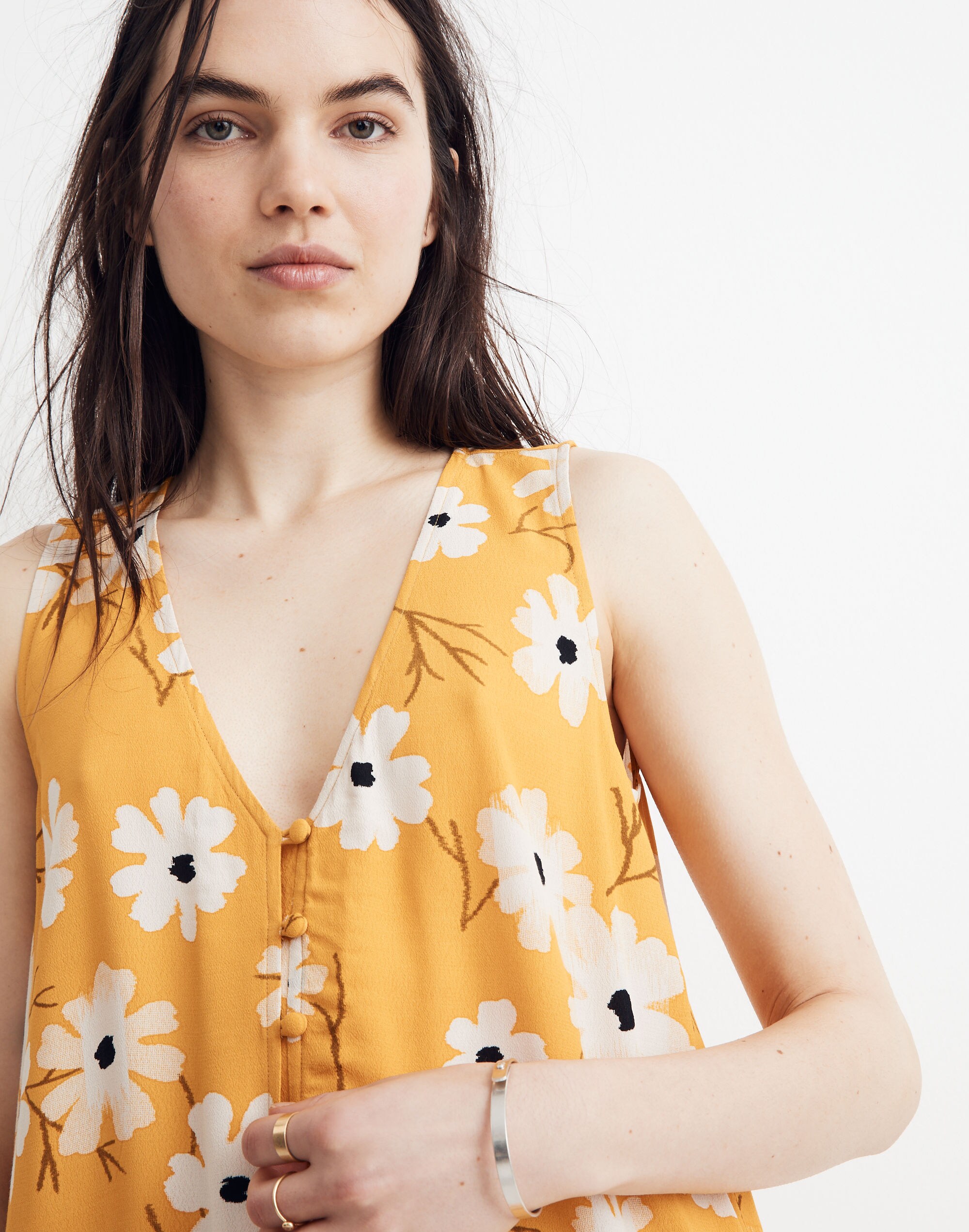 Heather Button-Front Dress in Ikat Floral