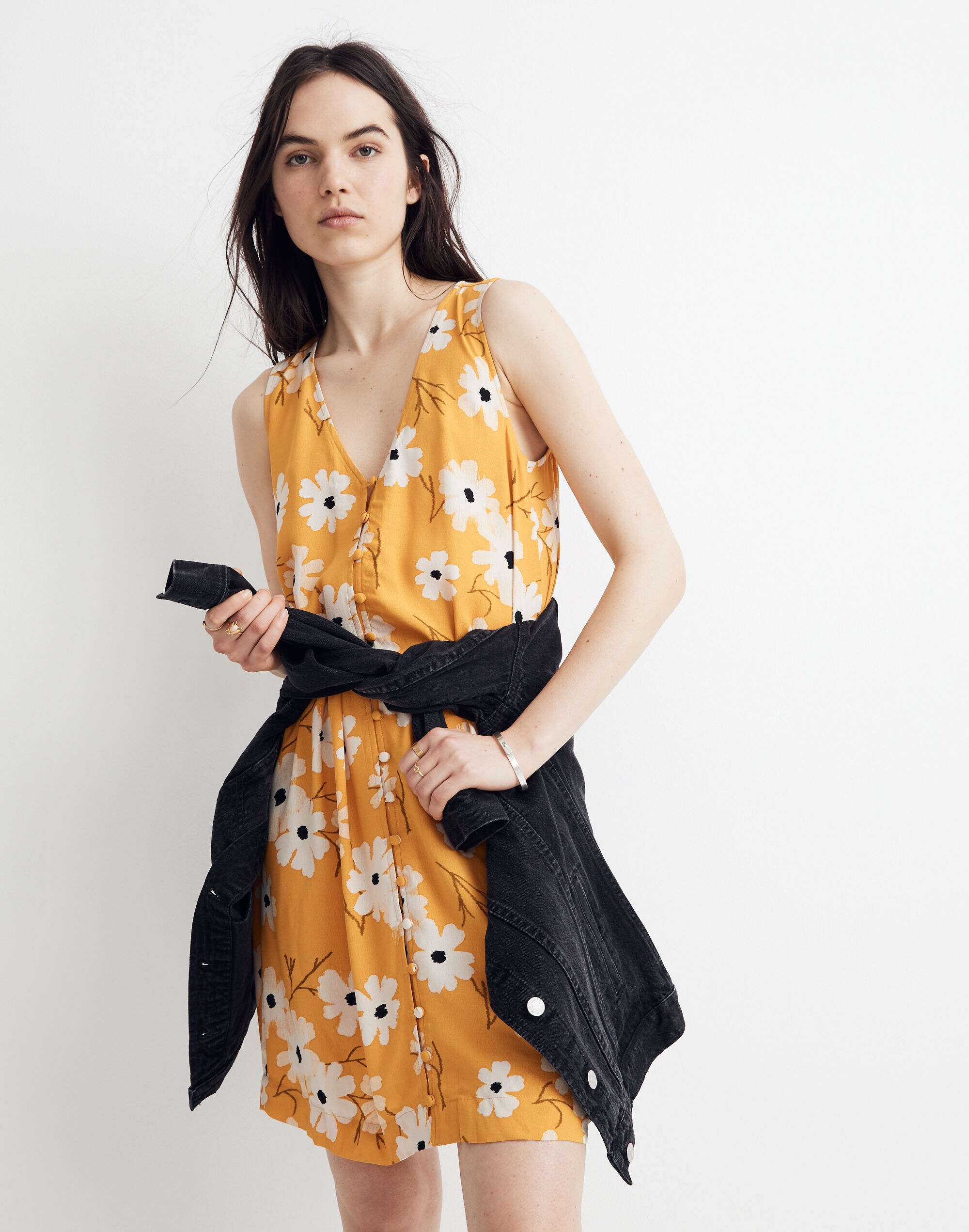 Heather Button-Front Dress in Ikat Floral