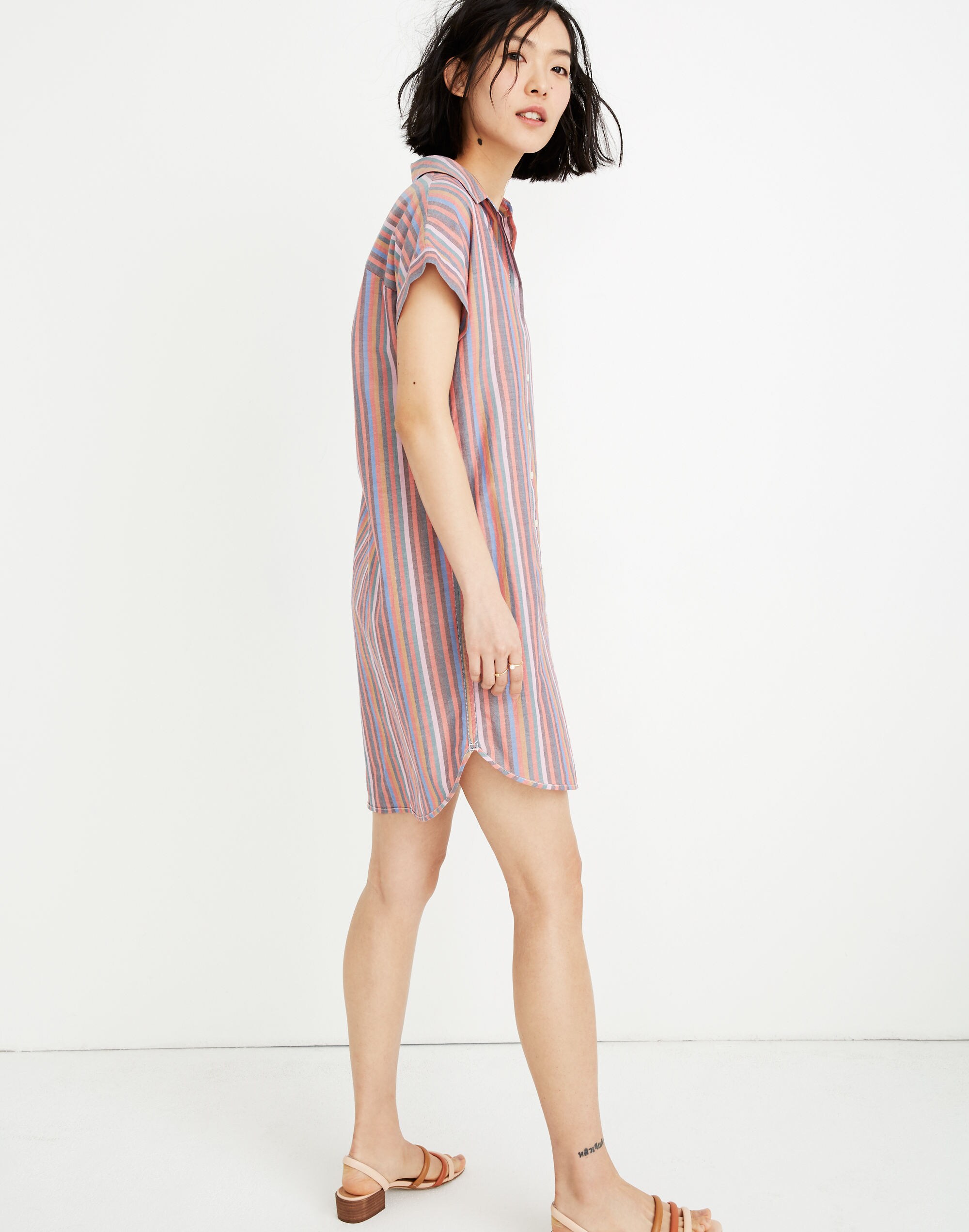 Central Shirtdress in Rainbow Stripe