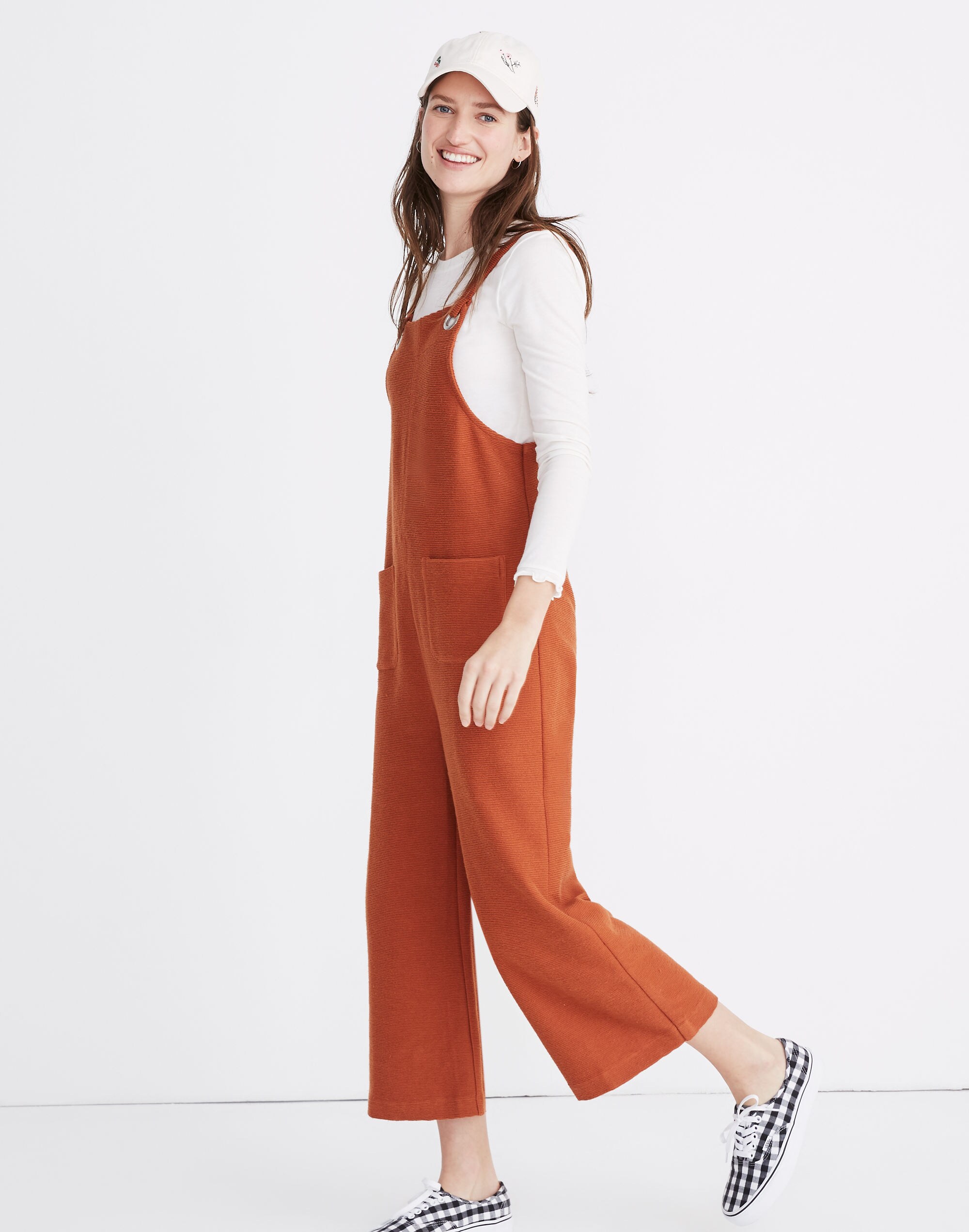 Texture &amp; Thread Patch Pocket Overalls