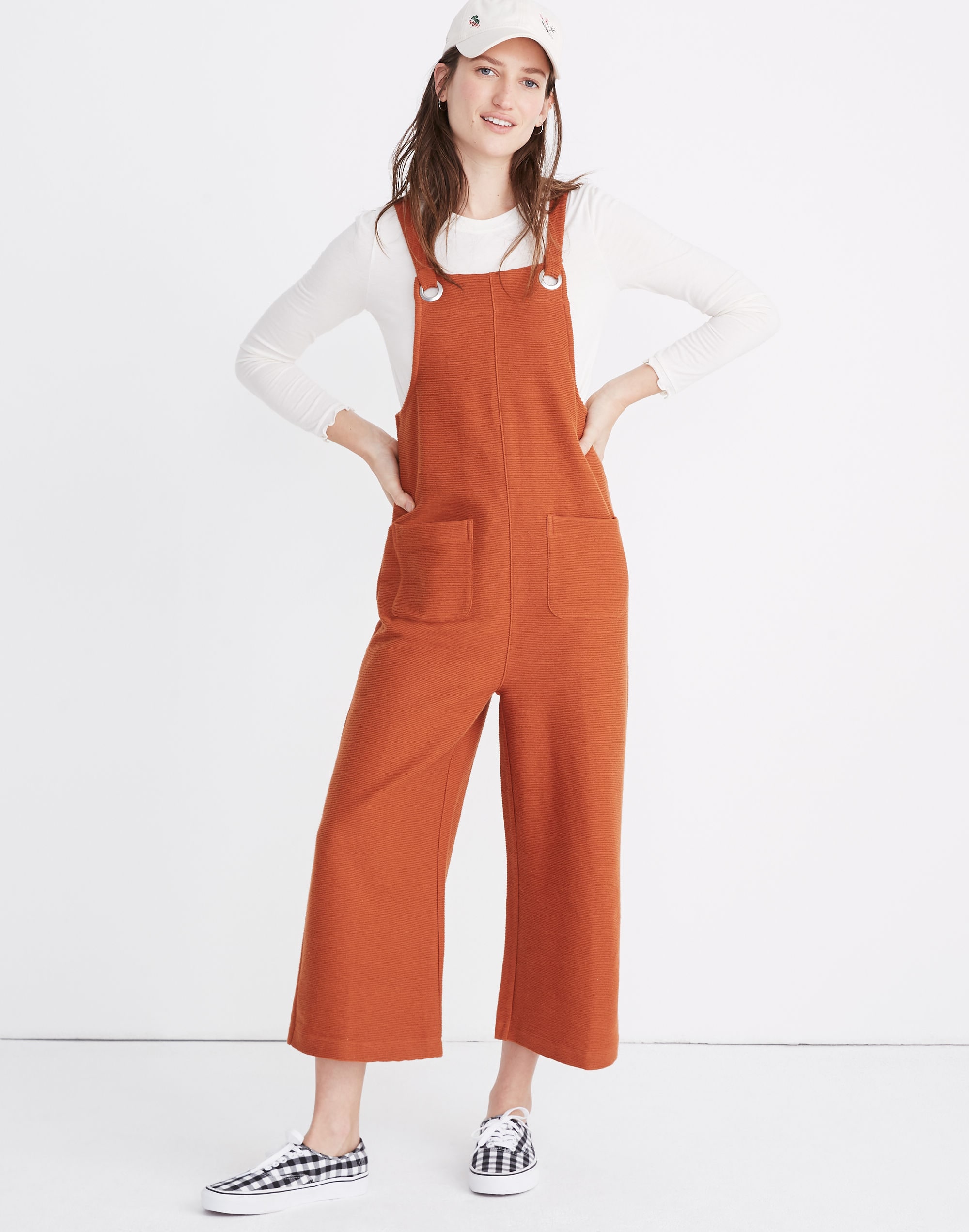 Texture &amp; Thread Patch Pocket Overalls