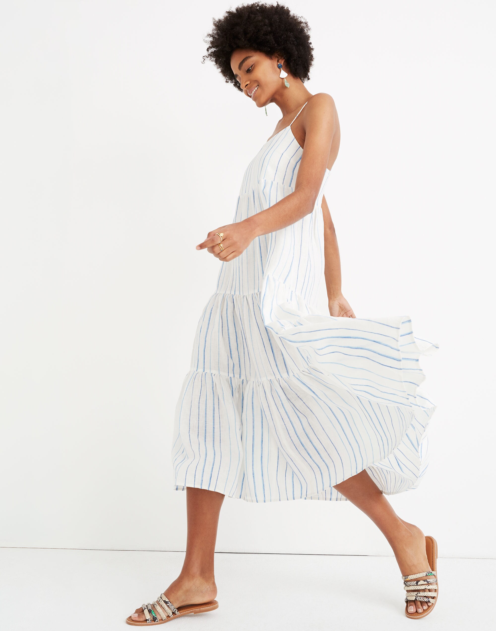 Cami Tier Midi Dress in Stripe