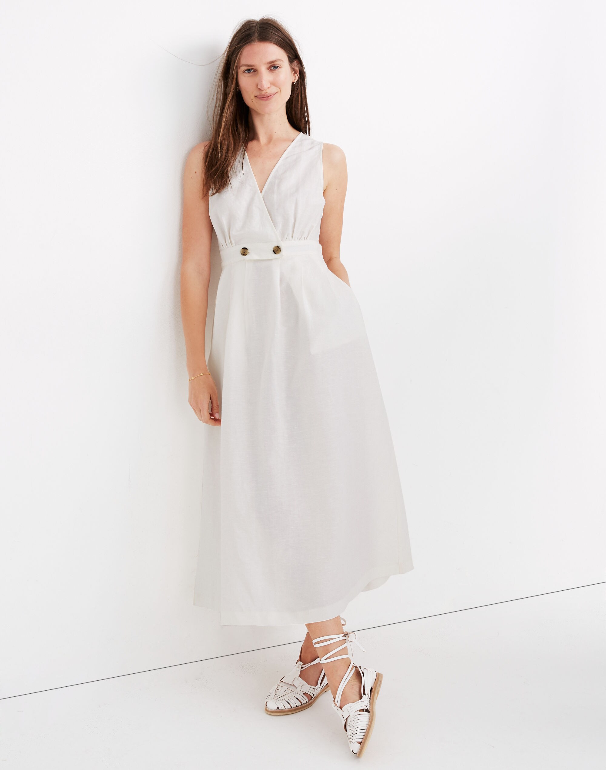 Button-Waist Wrap Midi Dress | Madewell