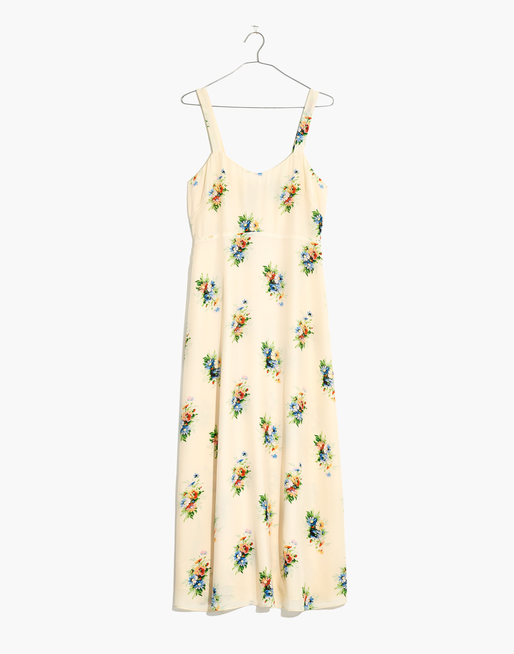 Silk Wide-Strap Midi Dress in Classic Corsage