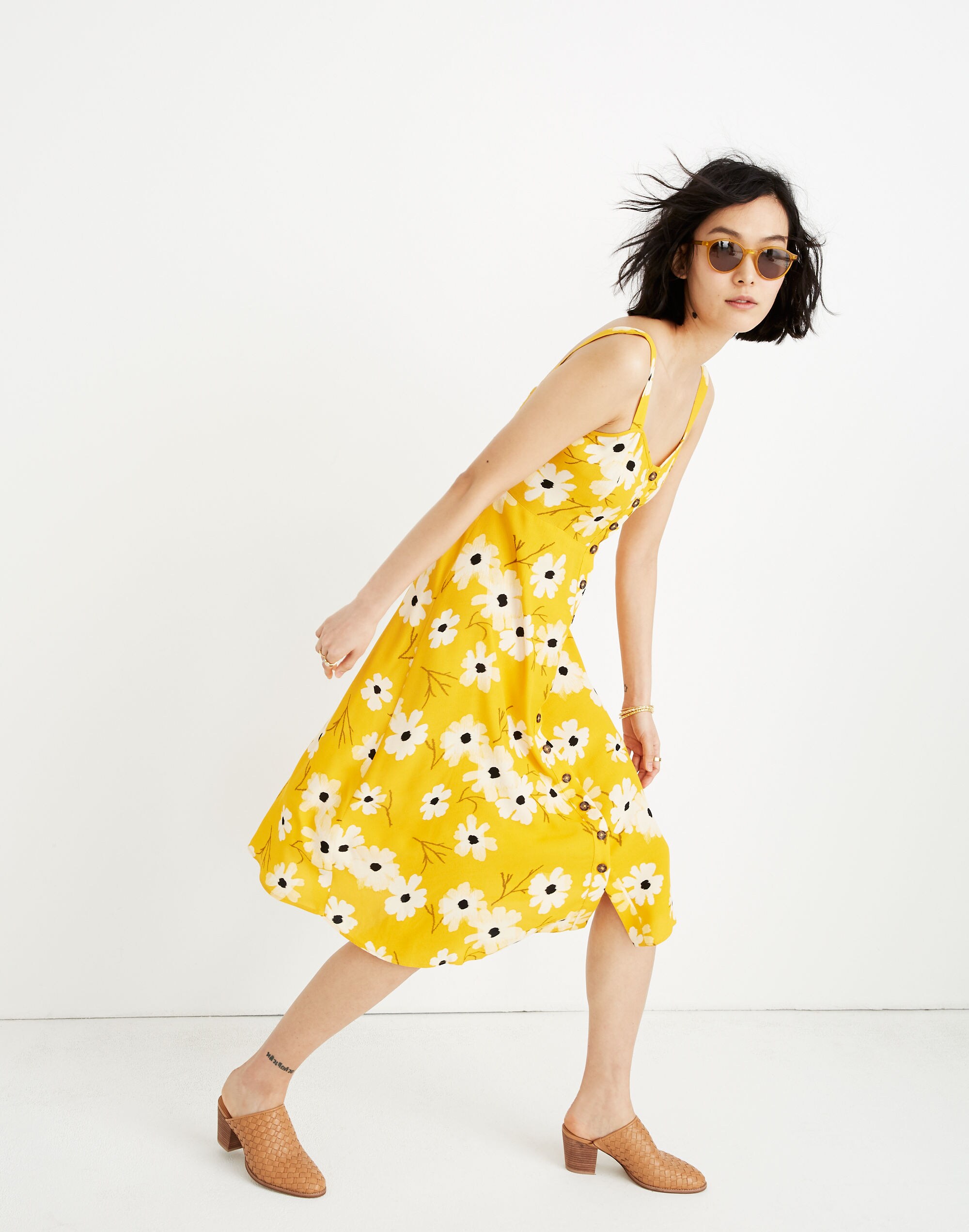 Button-Front Midi Dress in Ikat Floral