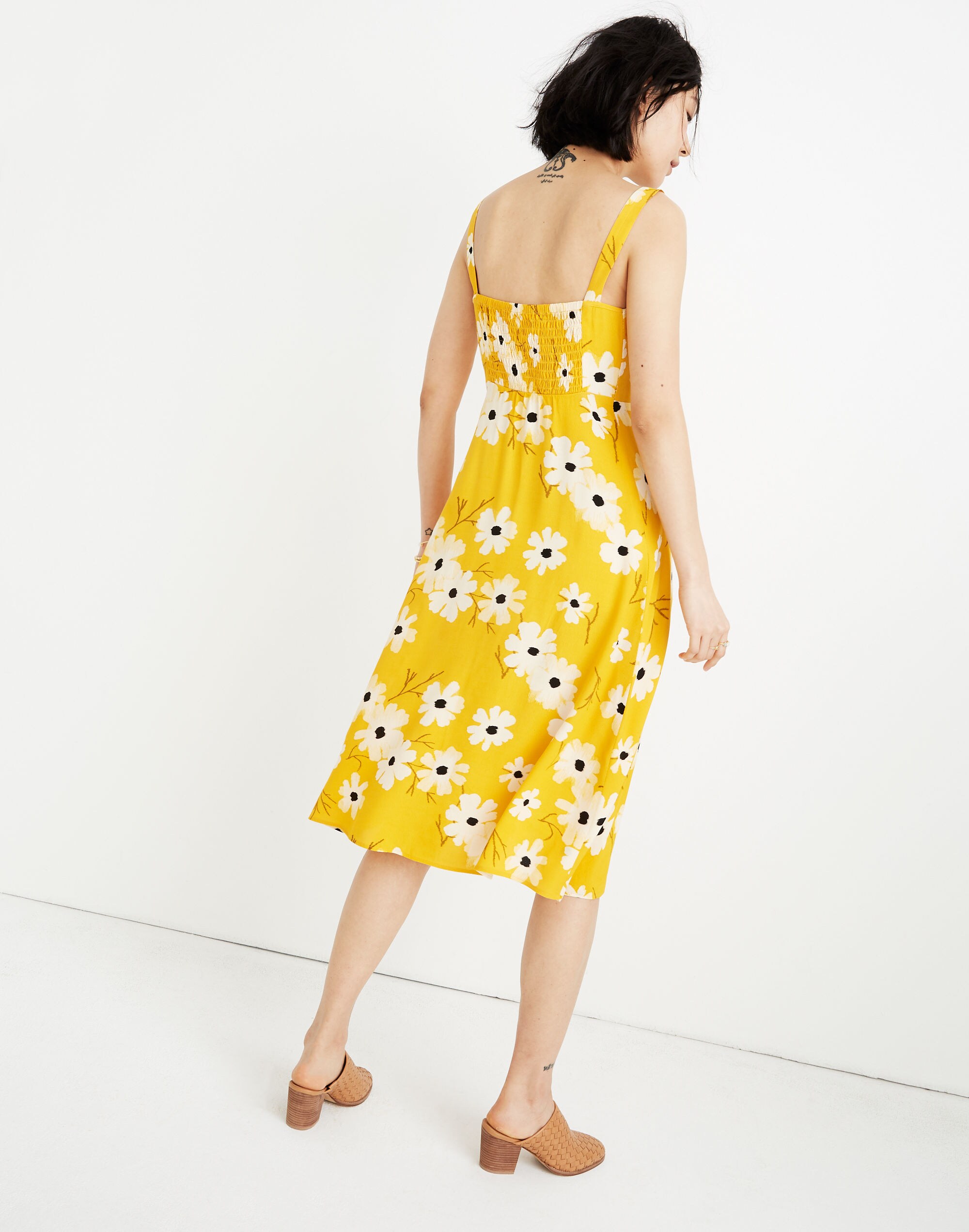 Button-Front Midi Dress in Ikat Floral