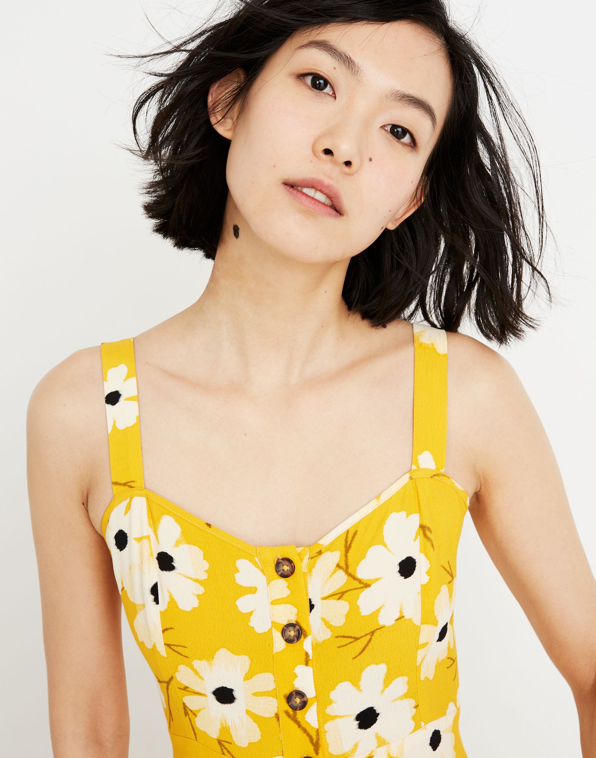 Button-Front Midi Dress in Ikat Floral