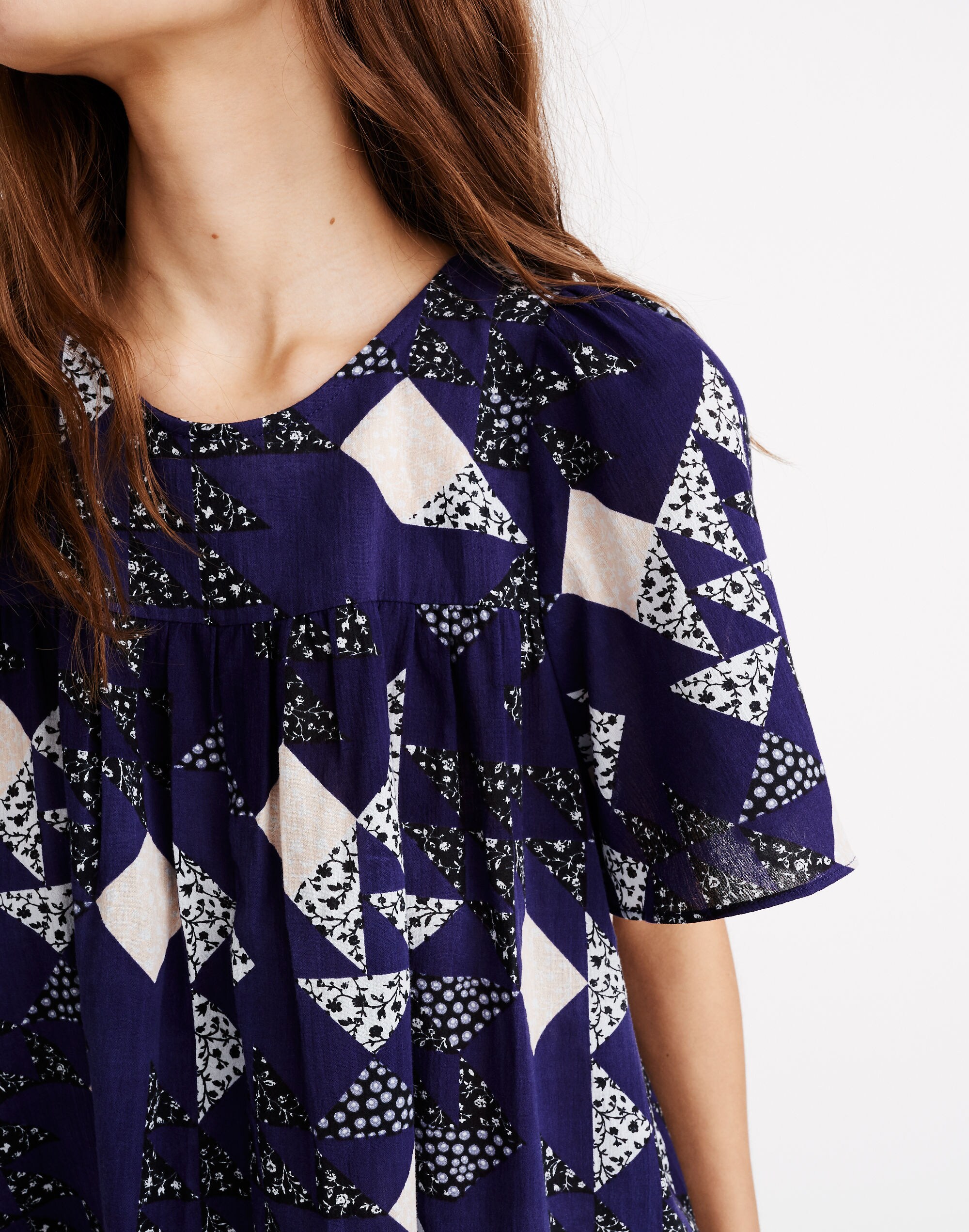 Square-Neck Dress in Patchwork Quilt