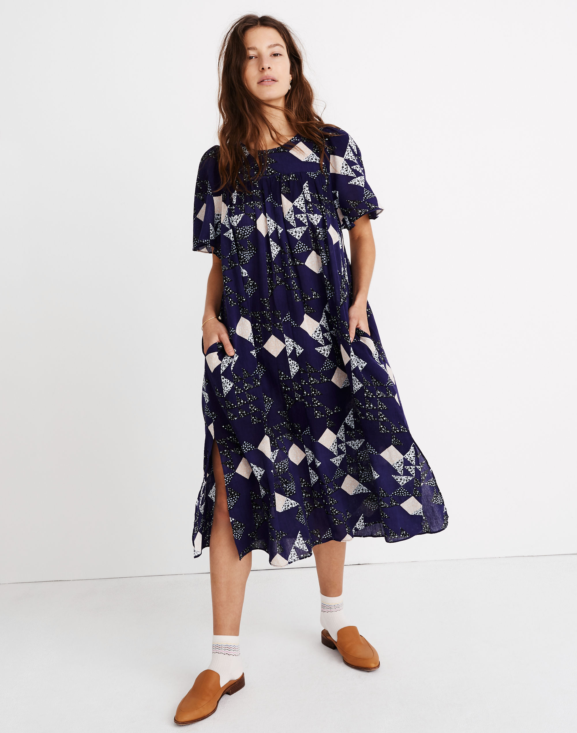 Square-Neck Dress in Patchwork Quilt