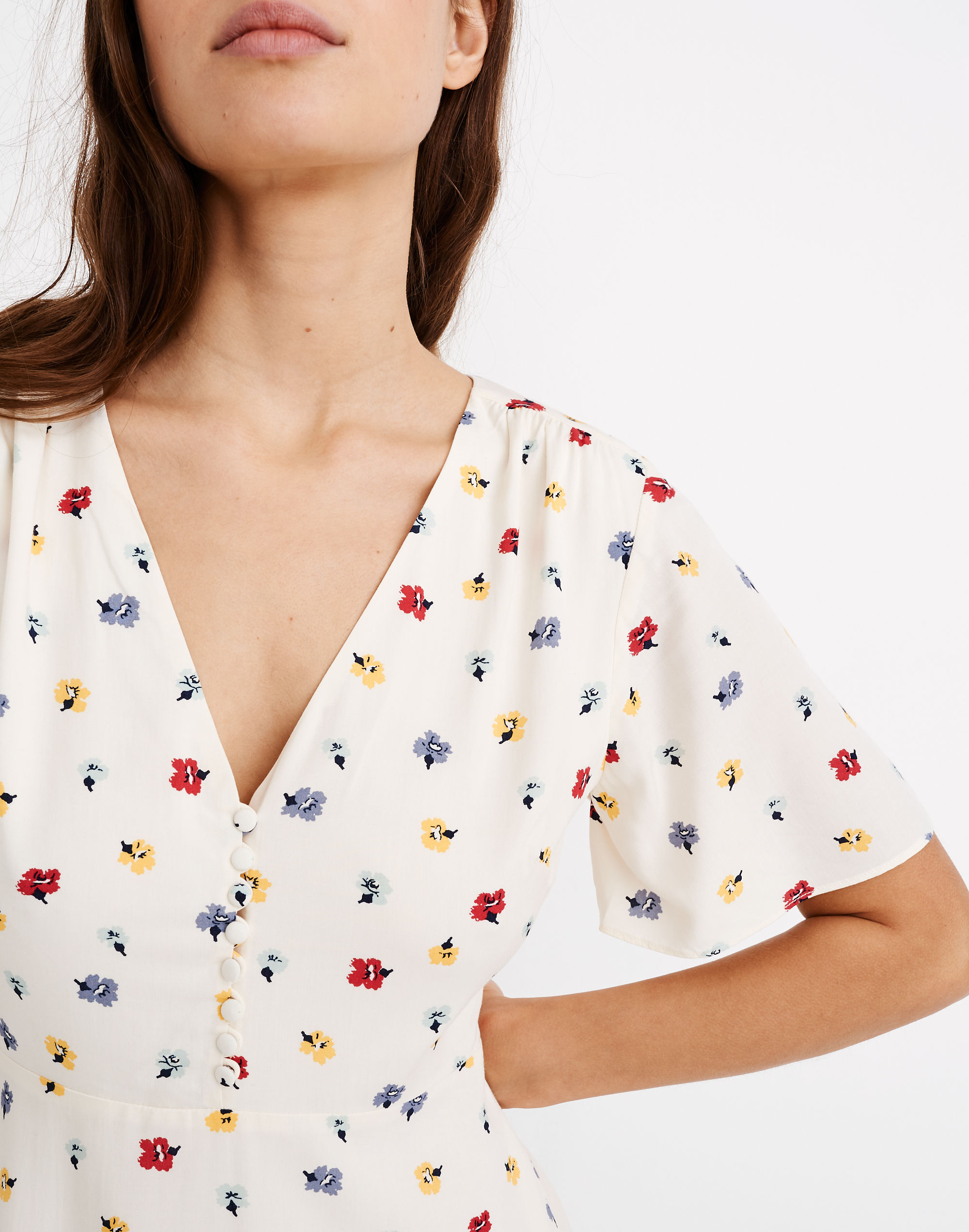 Orchard Flutter-Sleeve Dress in Confetti Floral