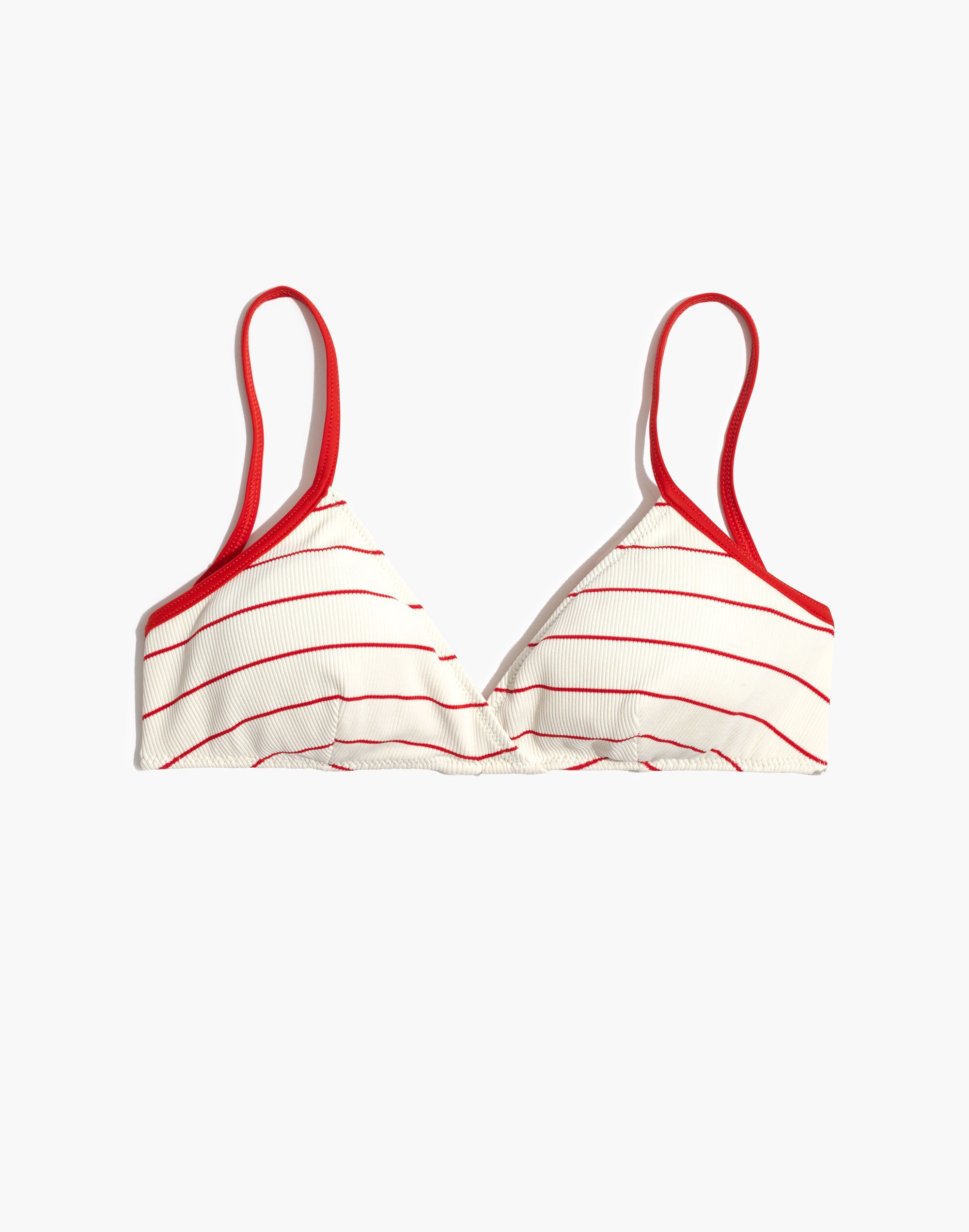 Solid &amp; Striped&reg; Brigitte Ribbed Bikini Top in Lipstick Pinstripe