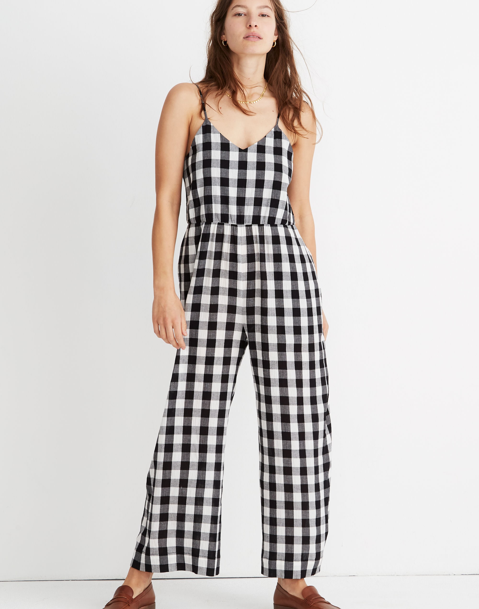 Cami Wide-Leg Jumpsuit in Gingham Check