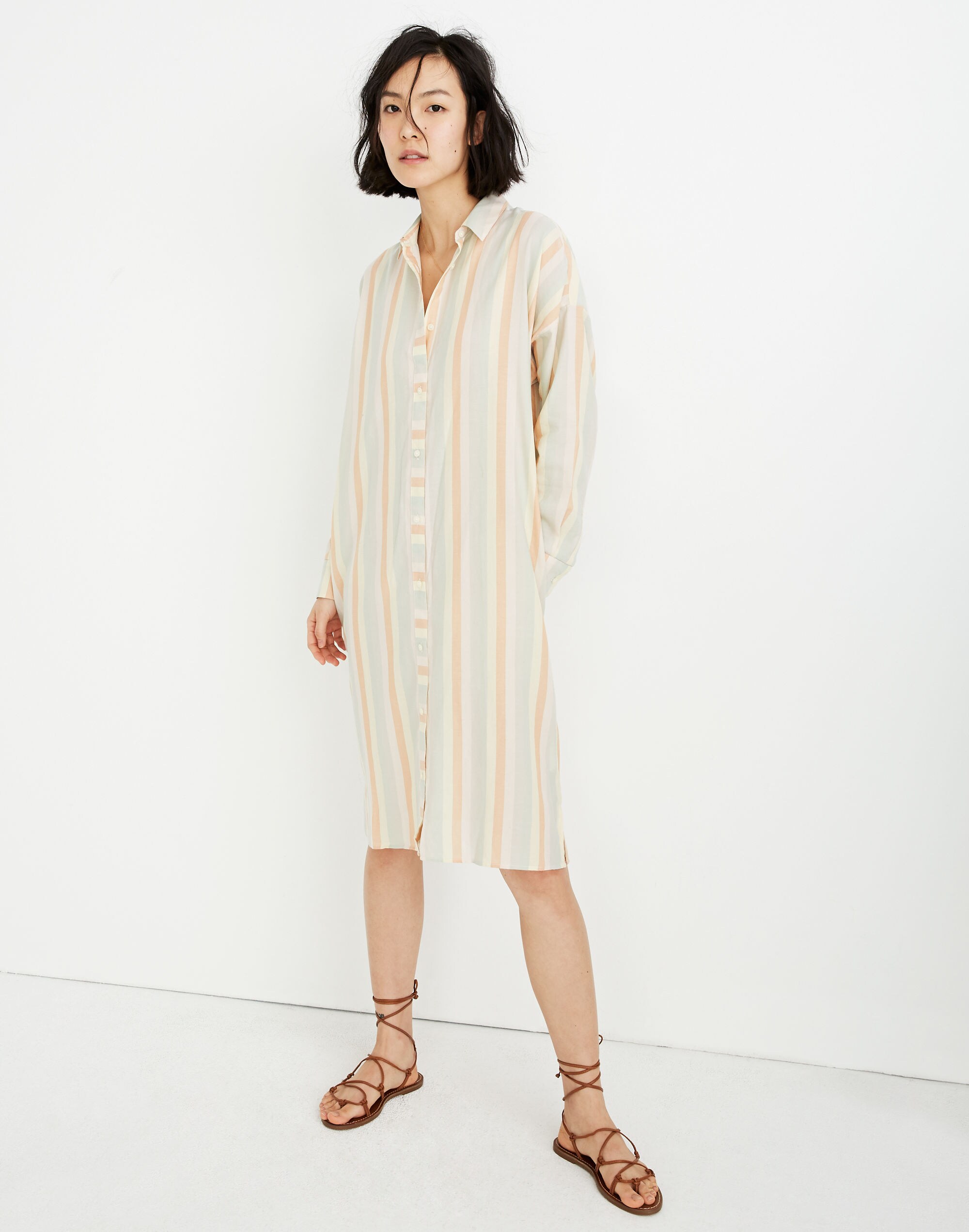 Tunic Shirtdress in Rainbow Stripe