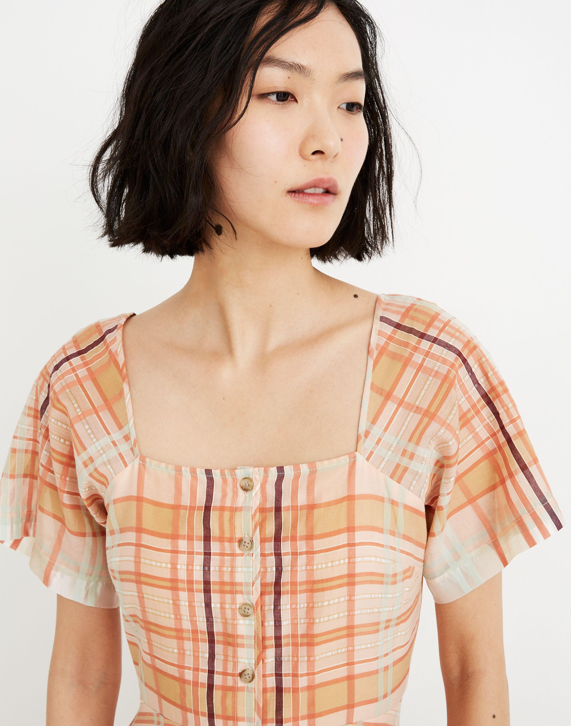 Shimmer Plaid Mini Dress