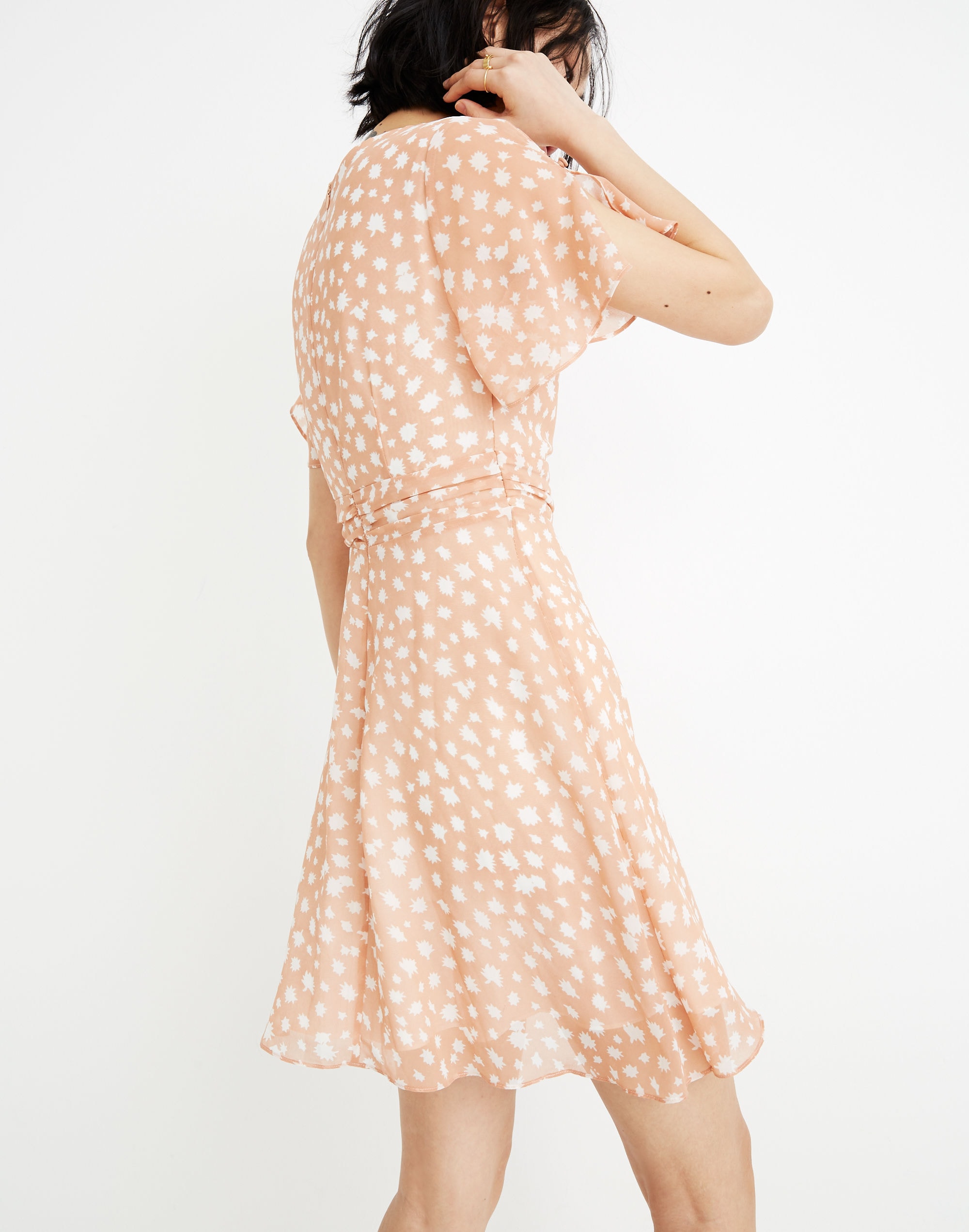 Ruched-Waist Mini Dress in Star Shower