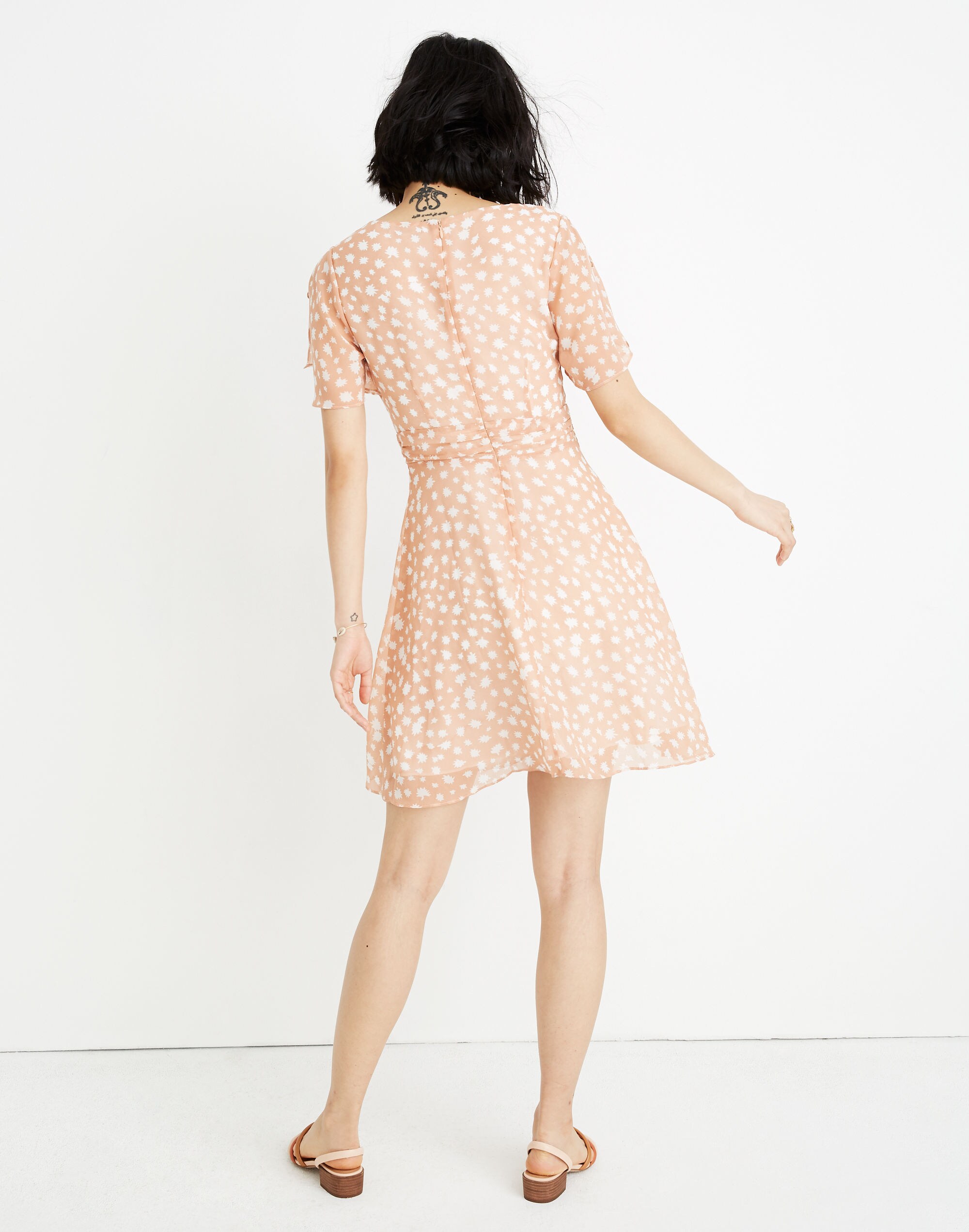 Ruched-Waist Mini Dress in Star Shower