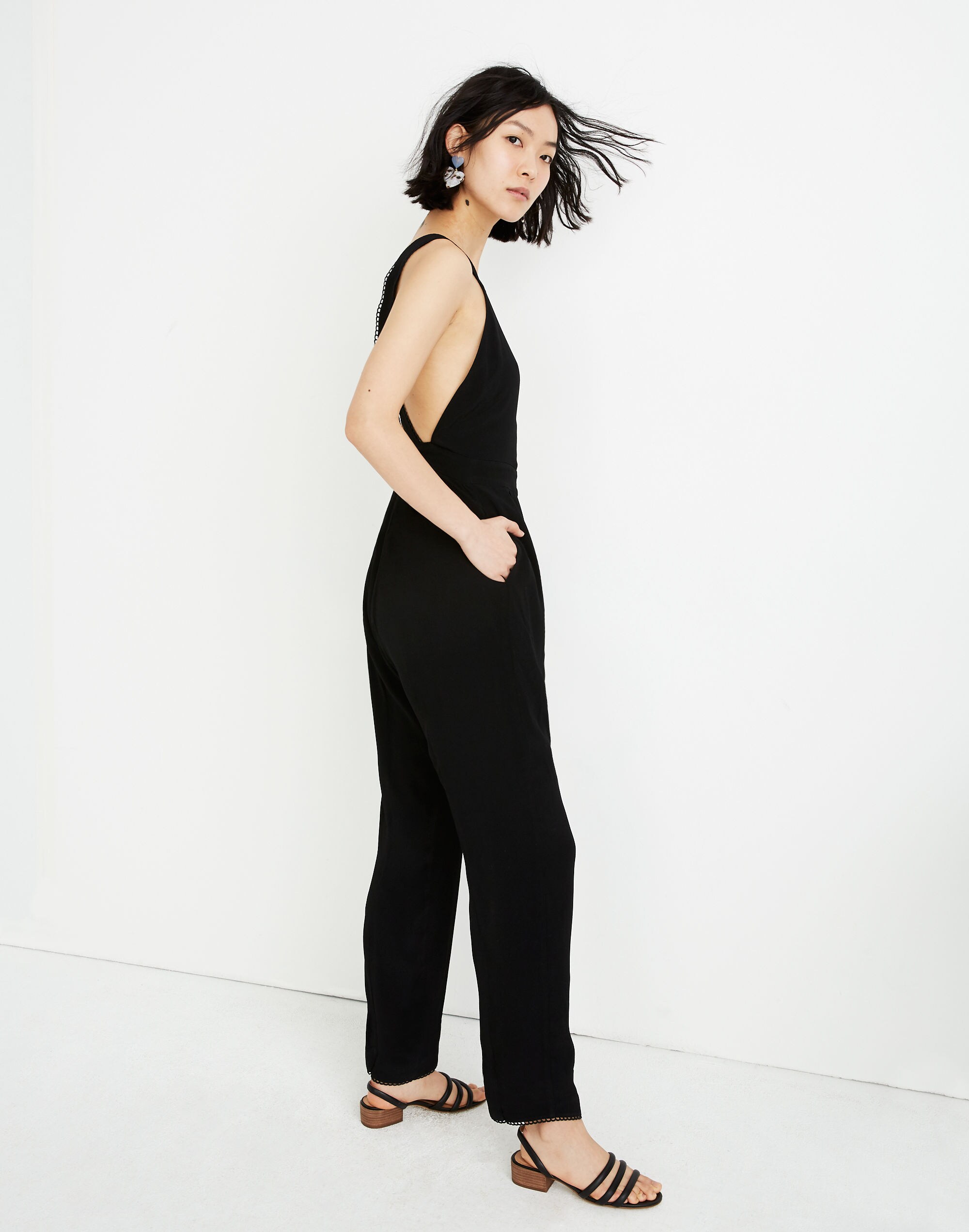 Petite Crisscross Open-Back Jumpsuit