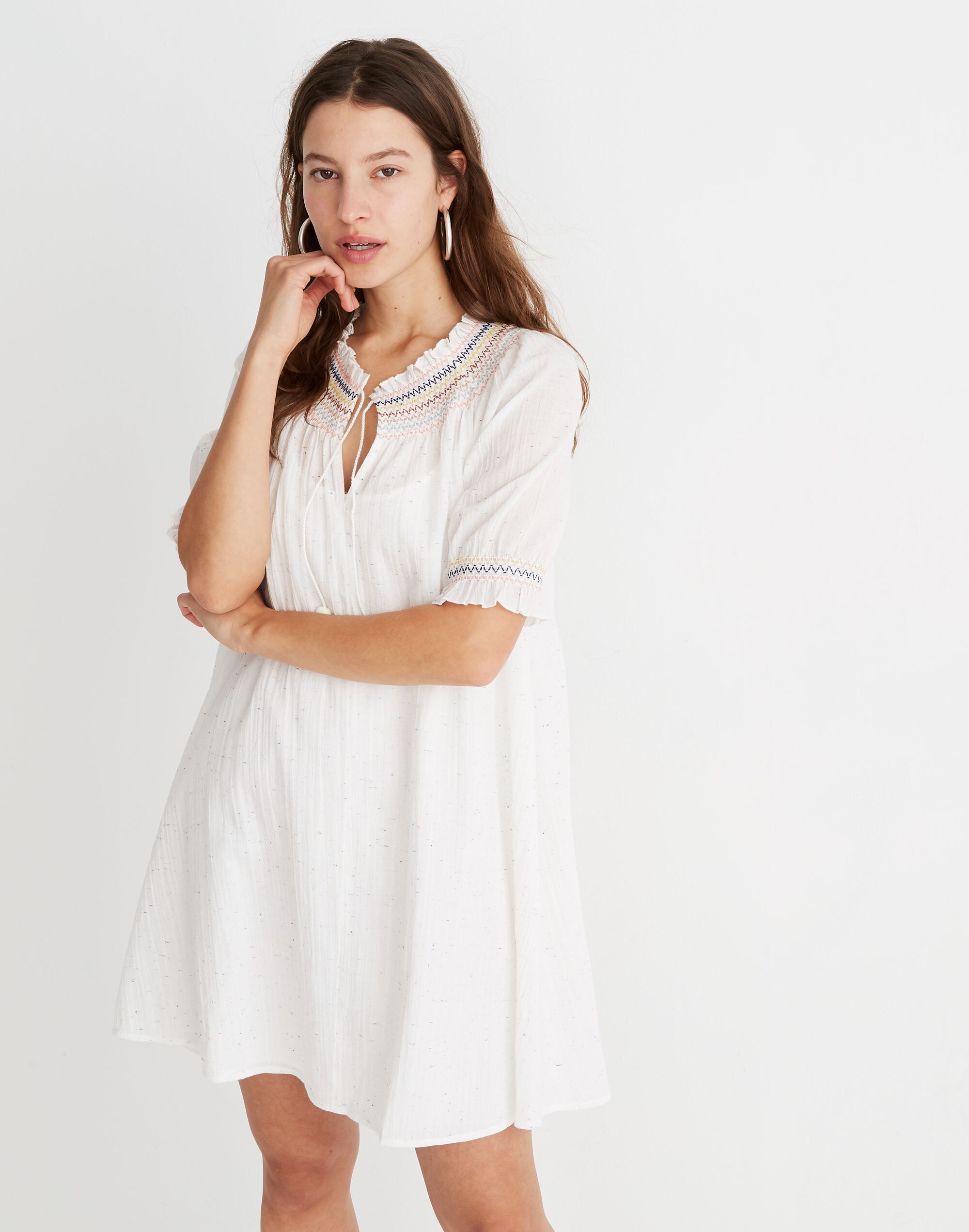 Rainbow Smocked Trapeze Dress