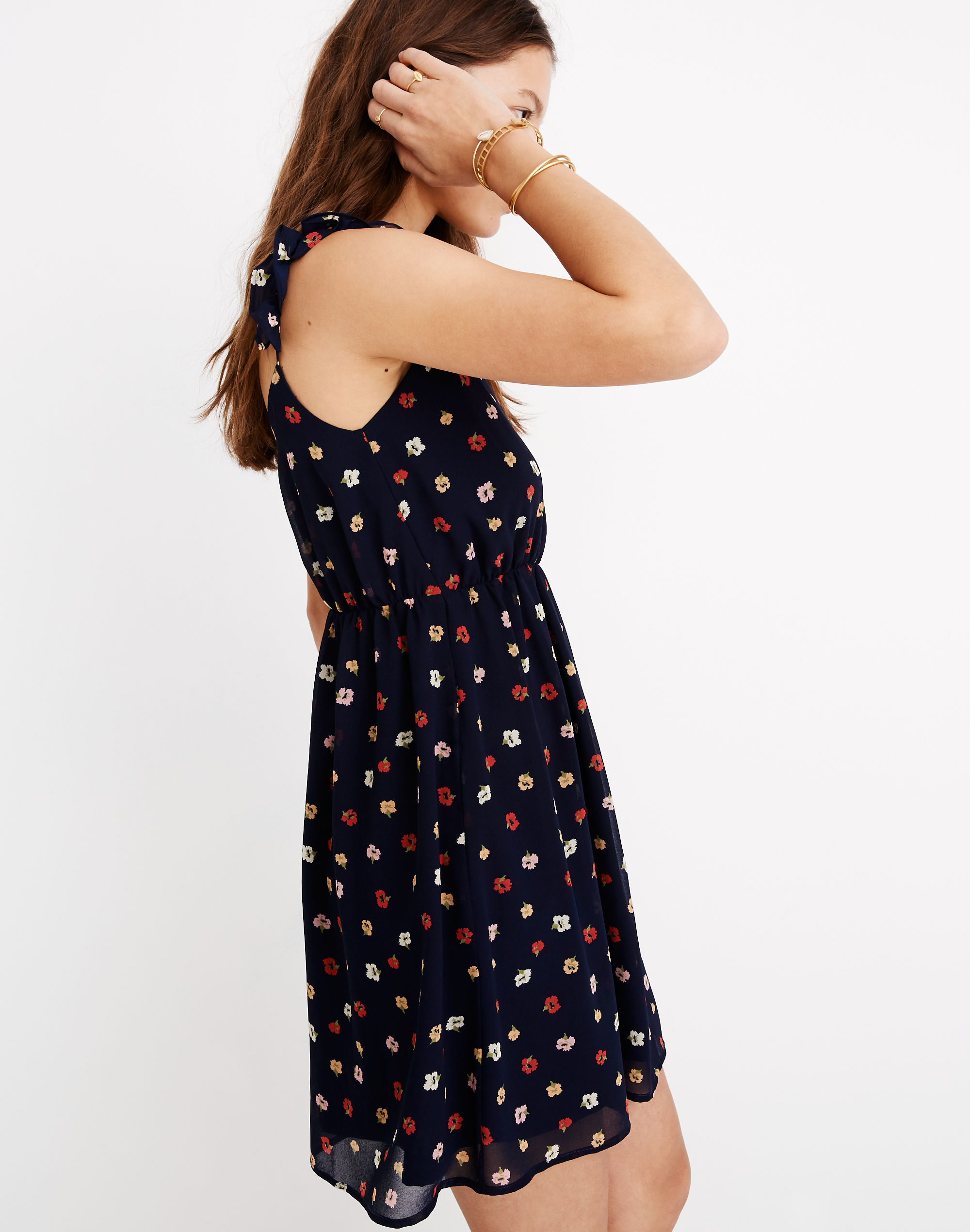 Ruffle-Strap Wrap Dress in Confetti Floral