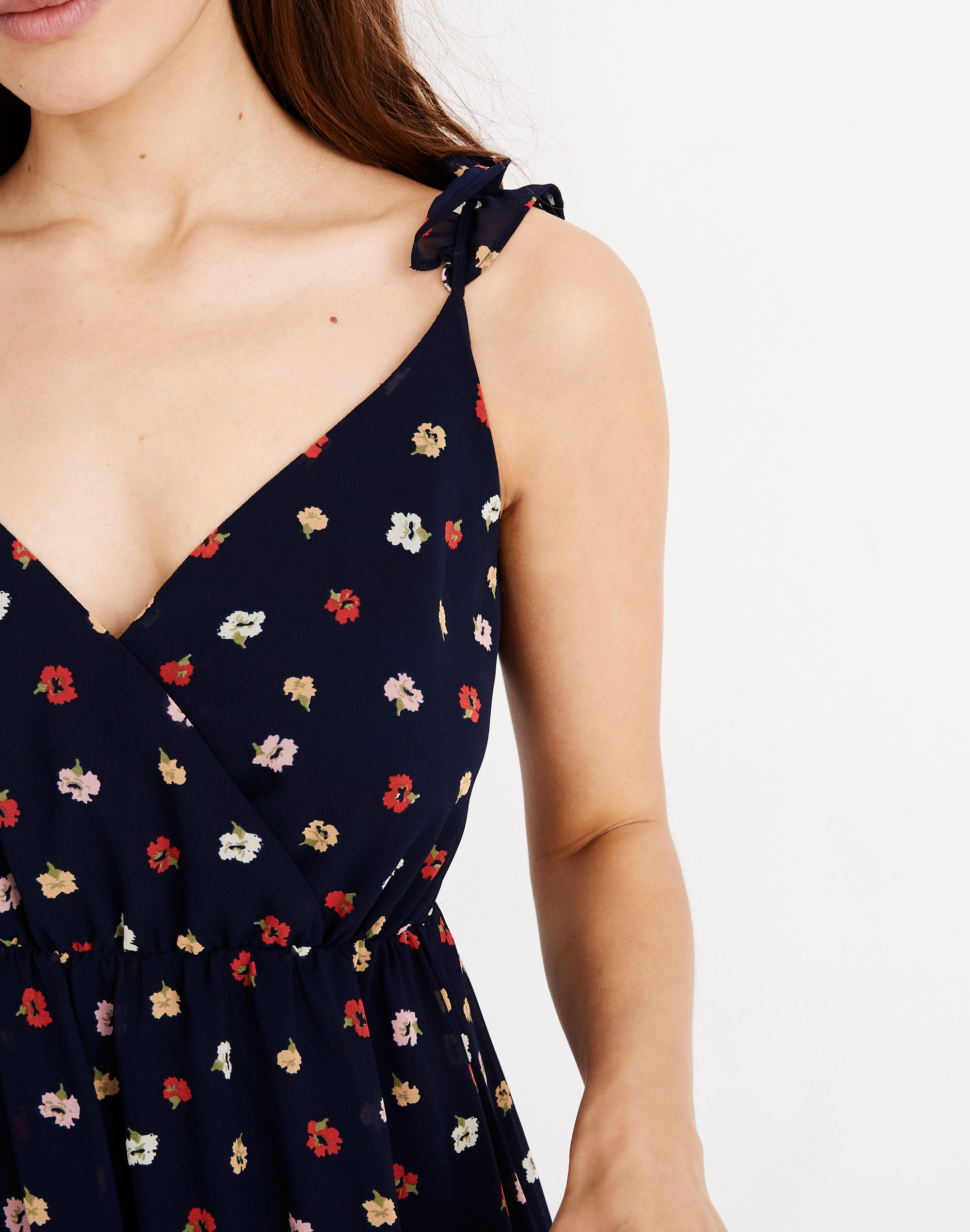 Ruffle-Strap Wrap Dress in Confetti Floral