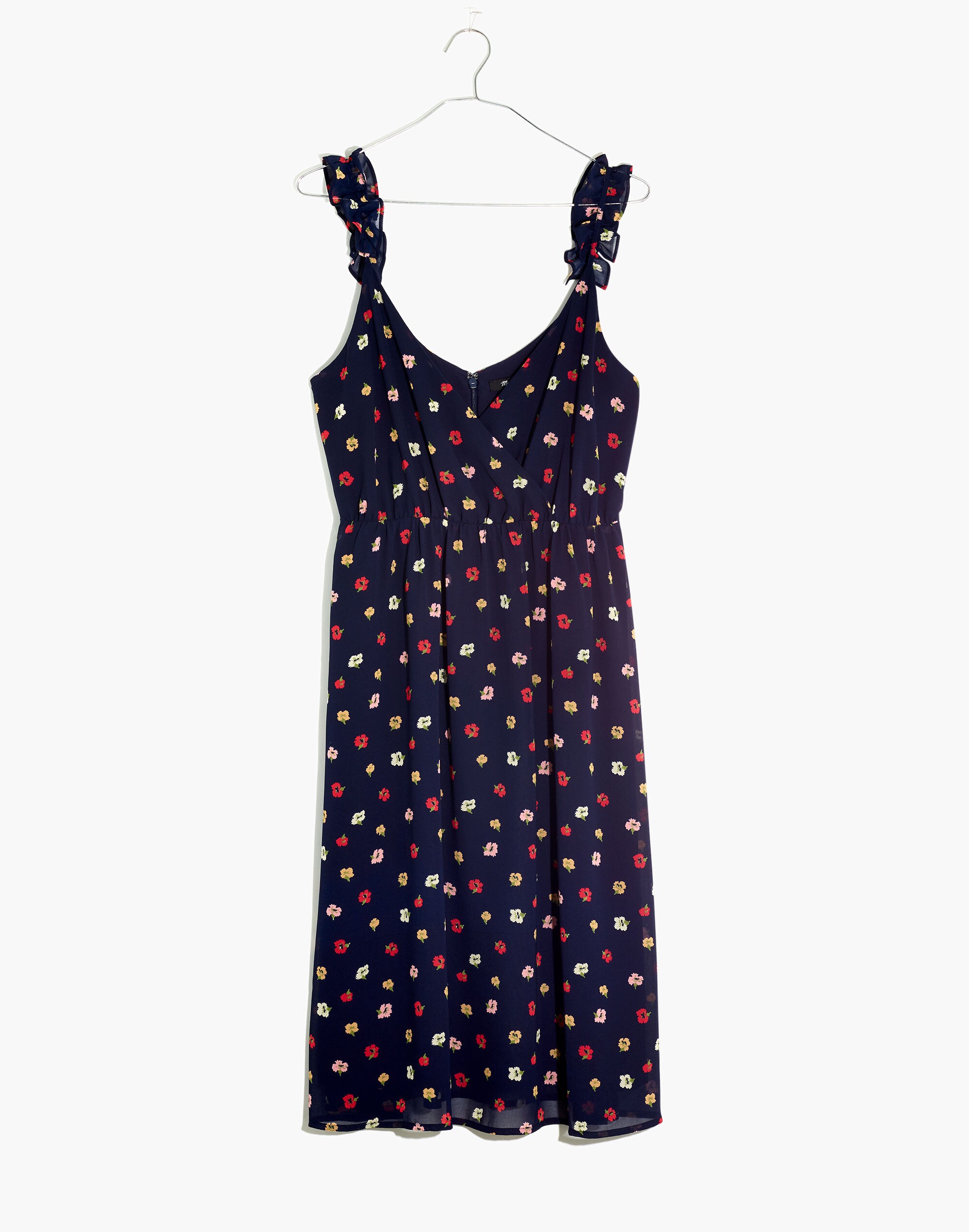 Ruffle-Strap Wrap Dress in Confetti Floral