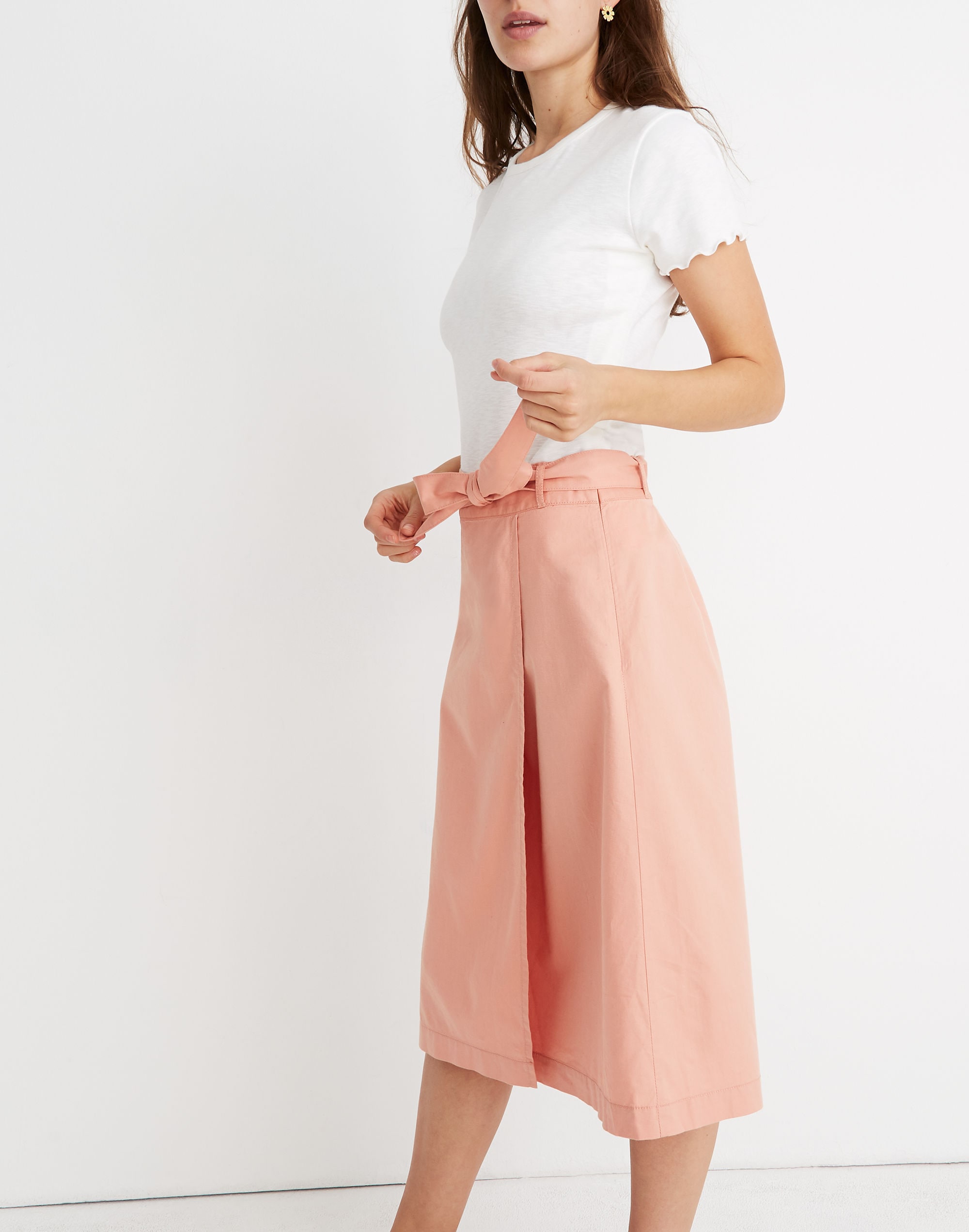 Belted Wrap Midi Skirt