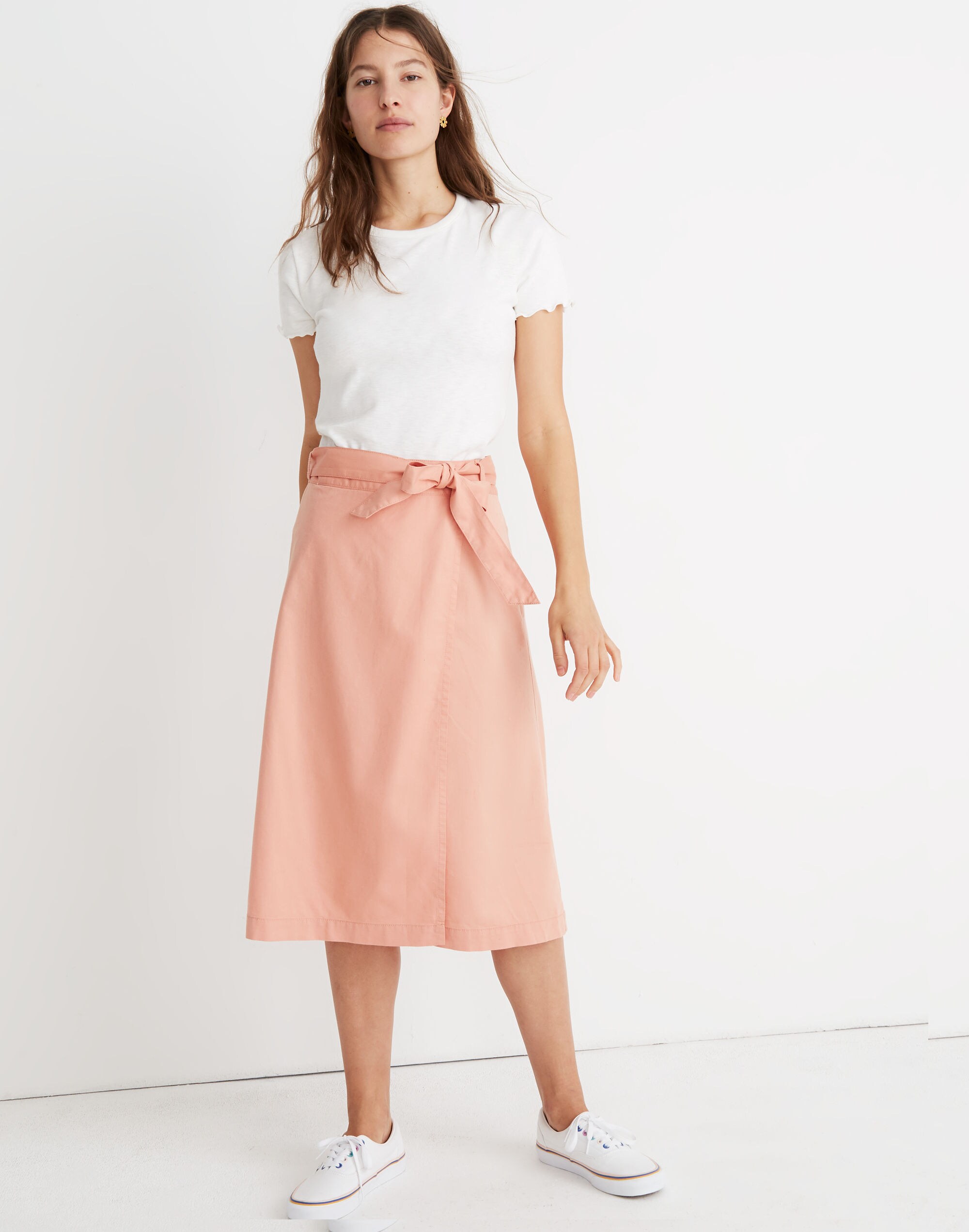 belted wrap midi skirt