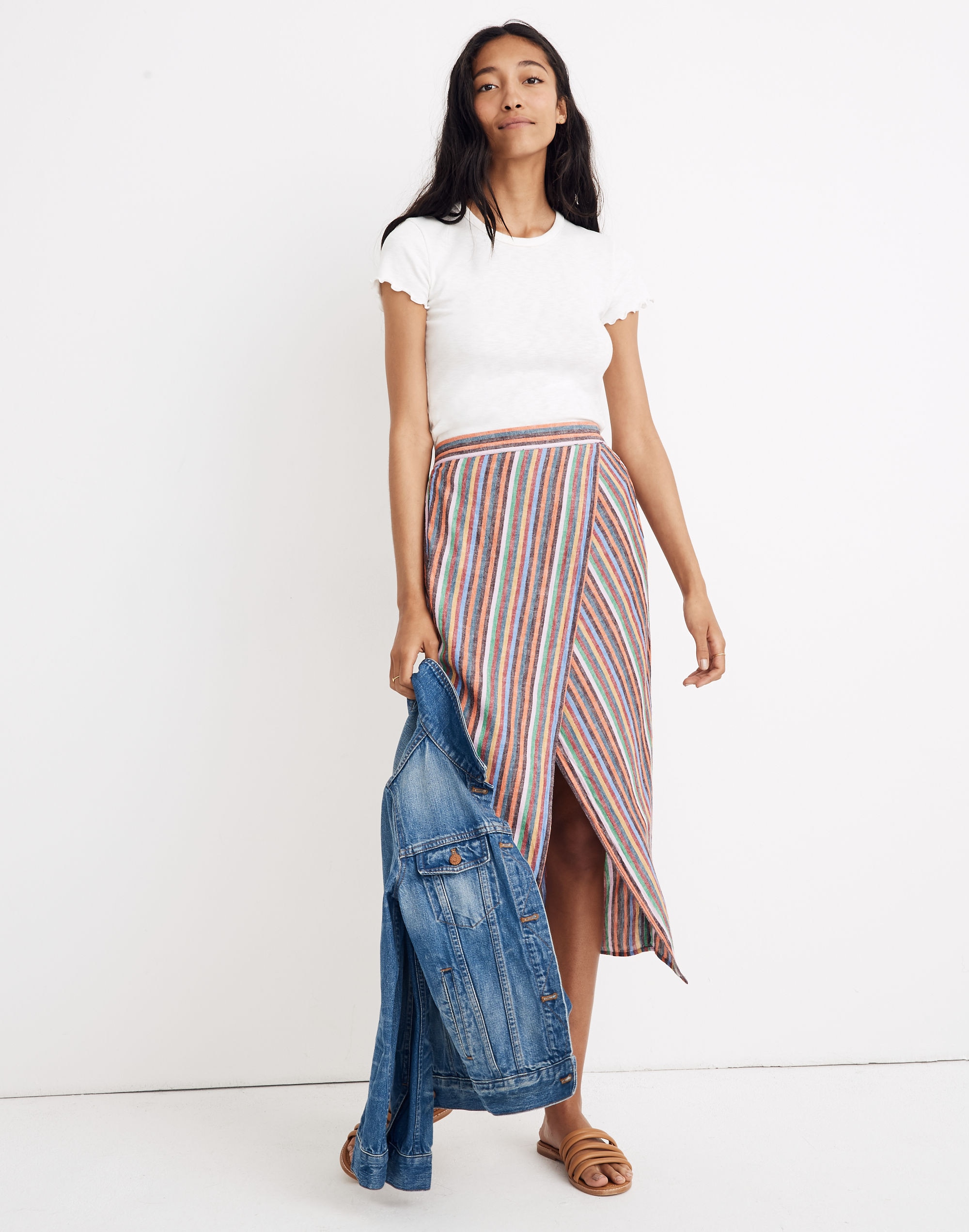 overlay skirt in rainbow stripe