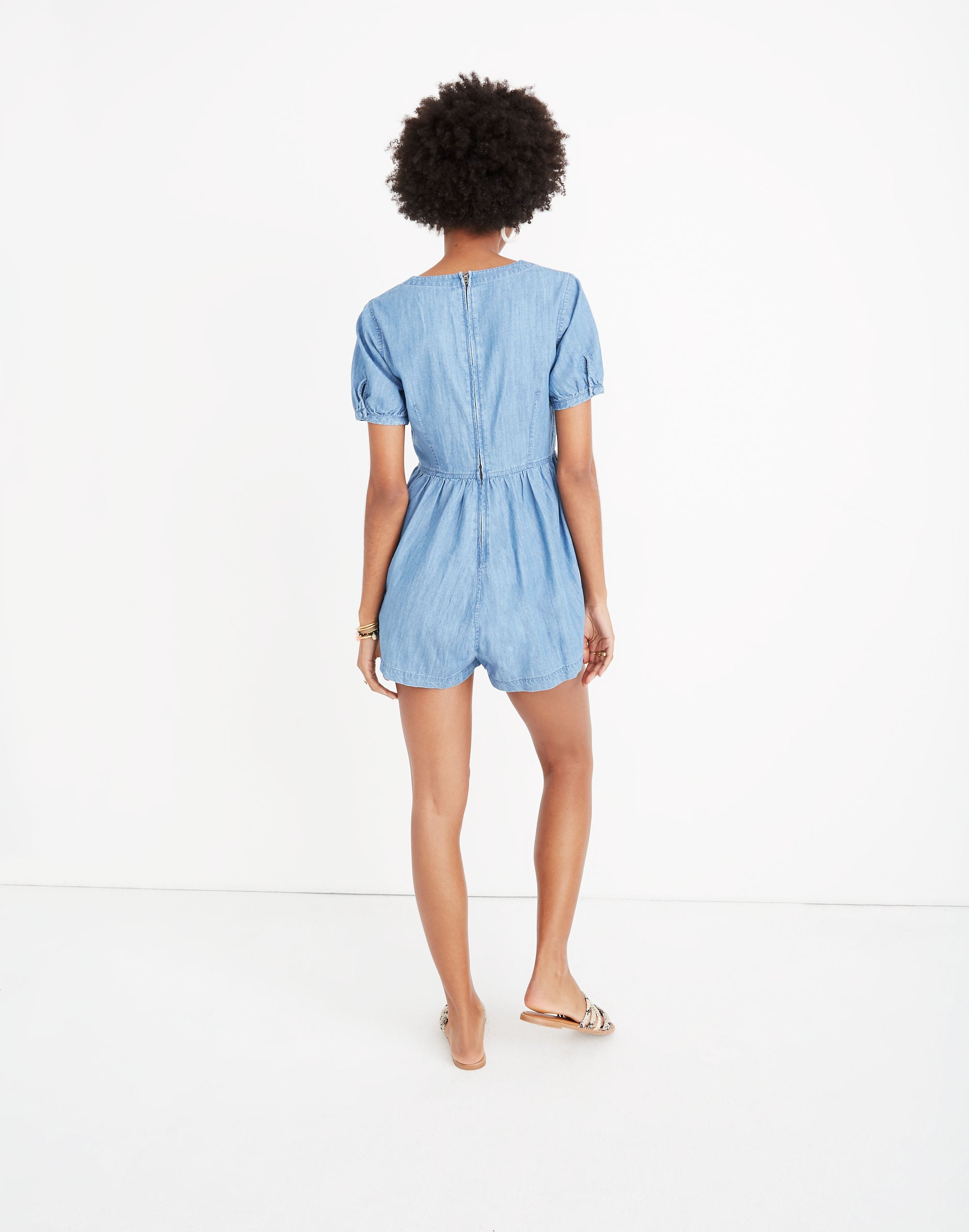 Denim Button-Wrap Romper