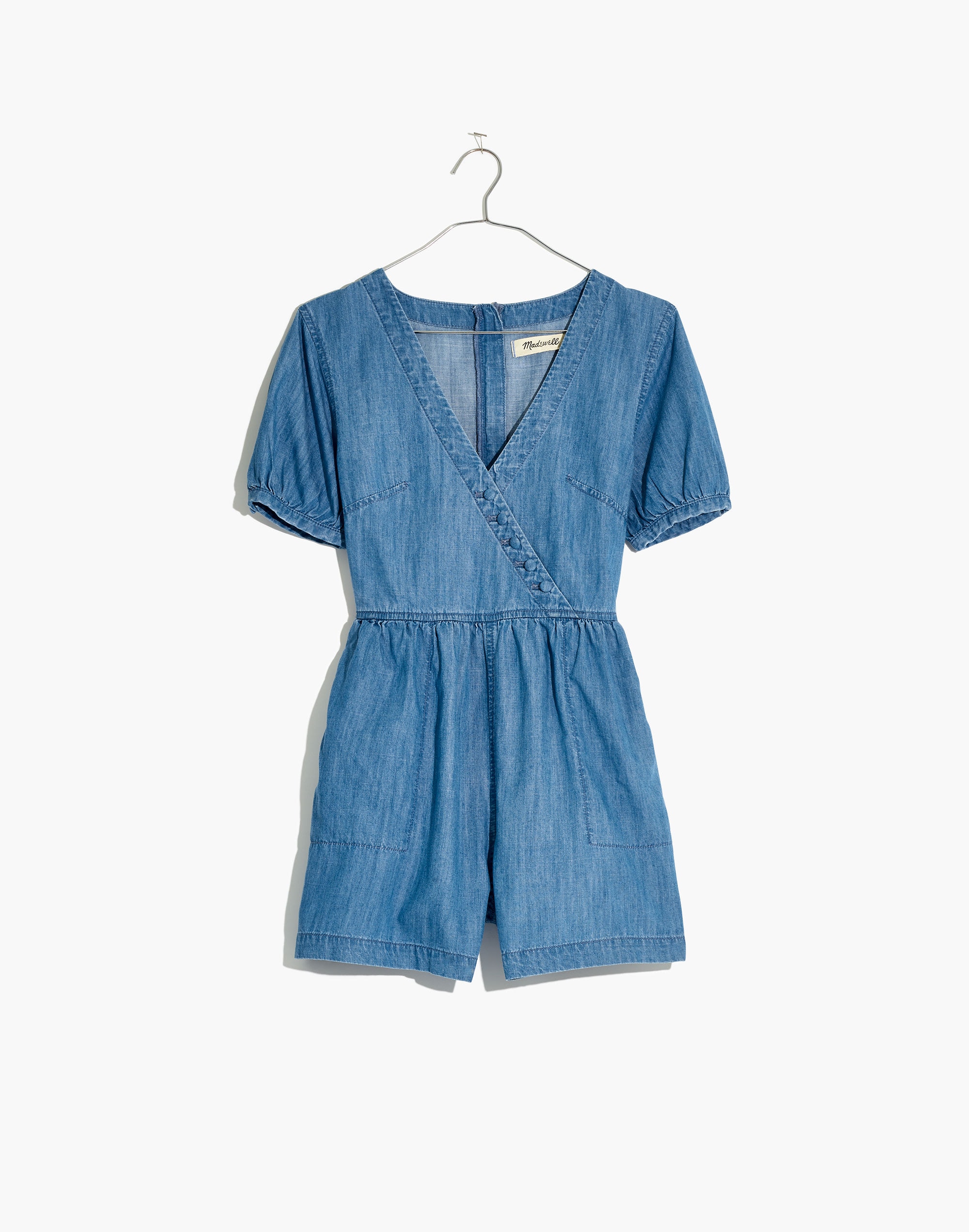 Denim Button-Wrap Romper