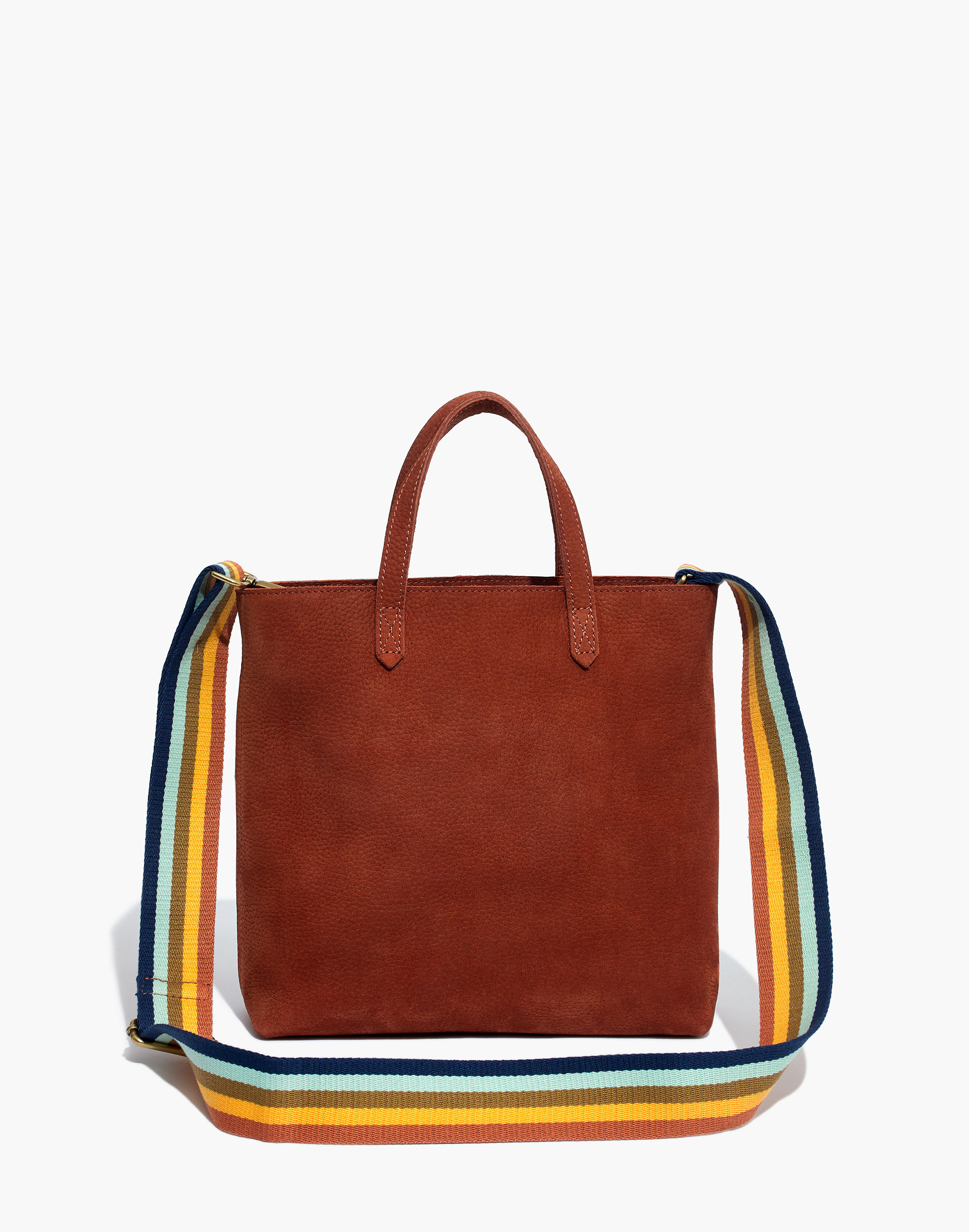 The Zip-Top Transport Crossbody in Nubuck Leather: Striped Strap Edition