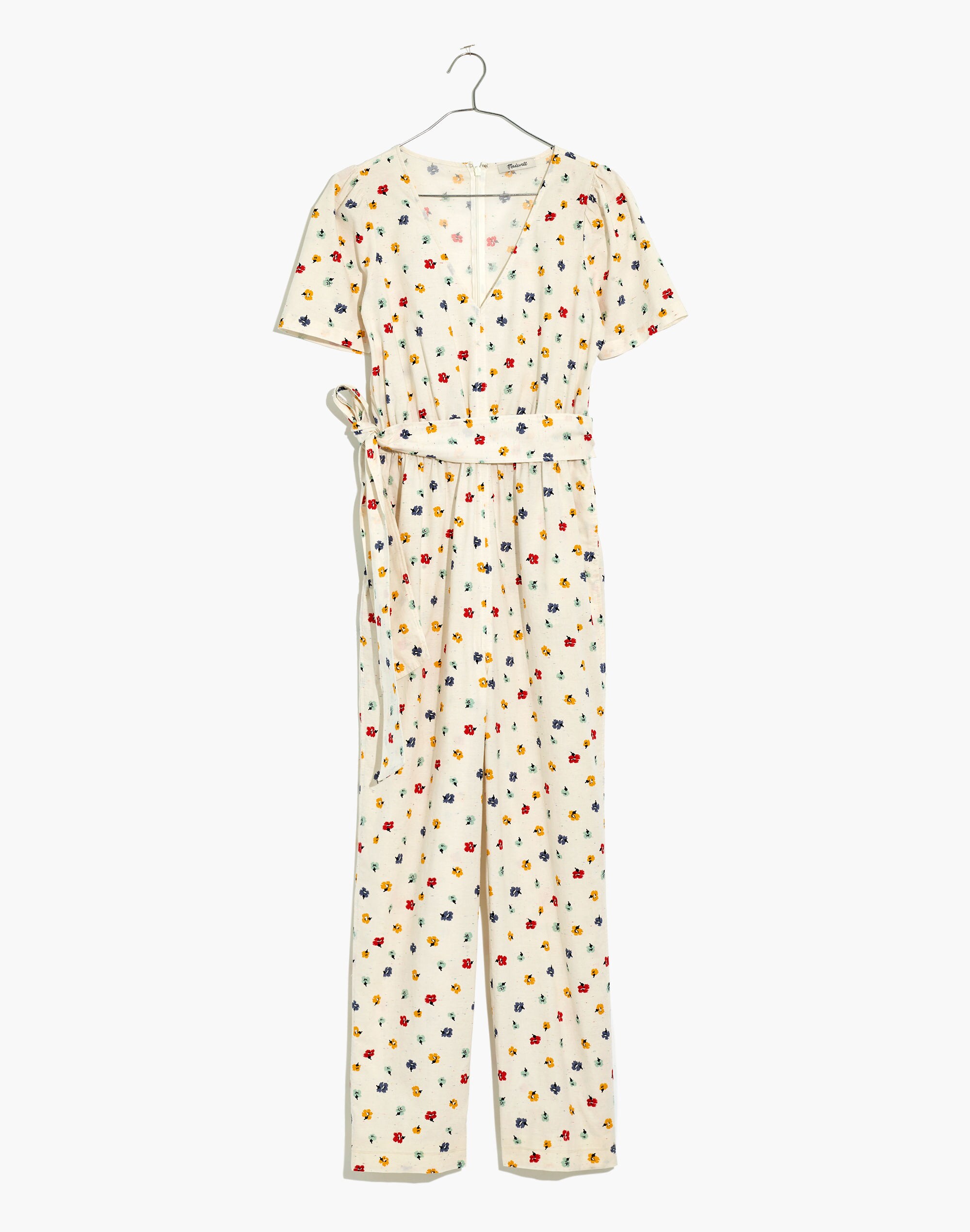 Petite Puff-Sleeve Tapered Jumpsuit in Confetti Floral