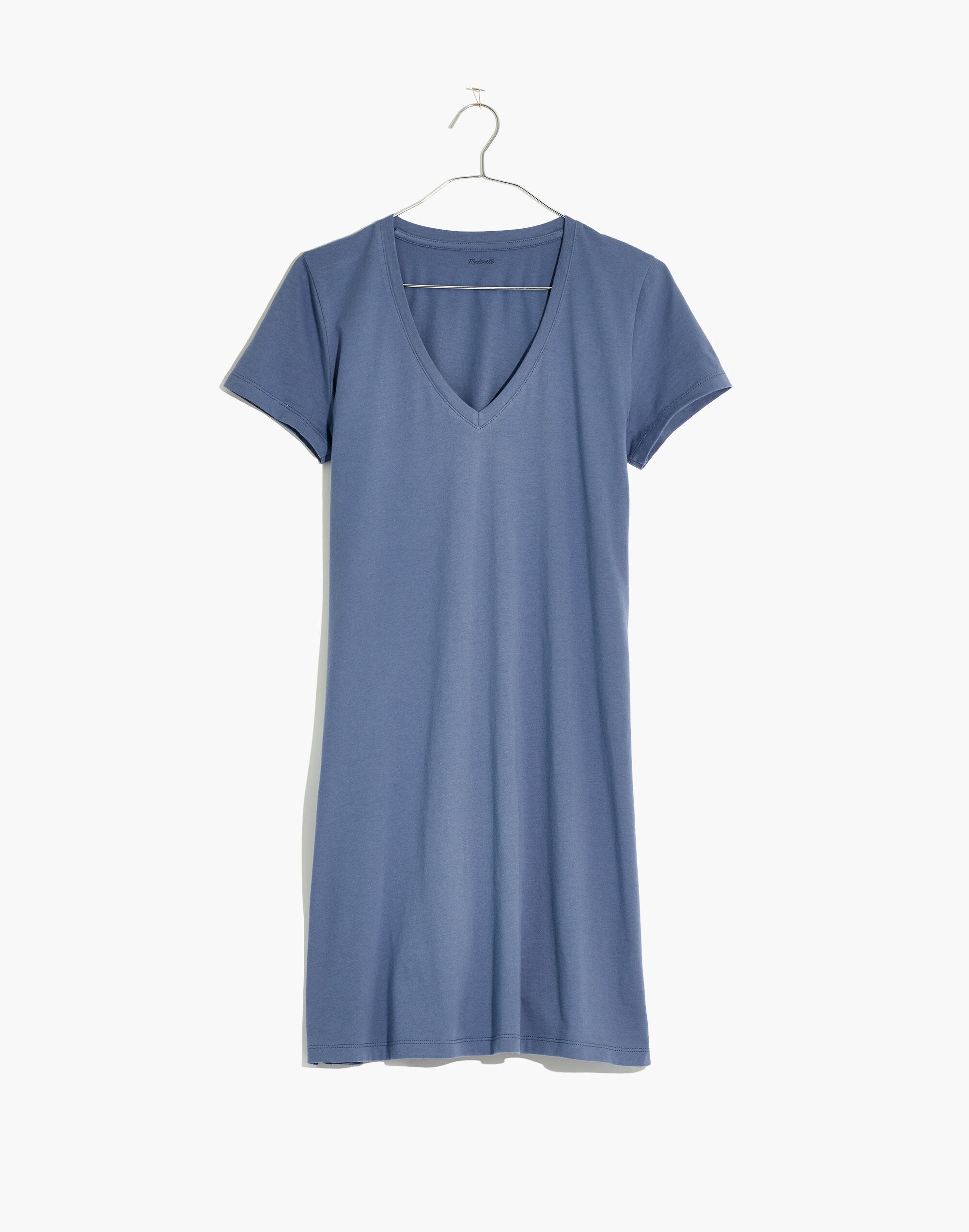 madewell northside v neck t shirt dress MADEWELL Northside V-neck T-shirt Dress In Pale Shadow Small 100% Cotton