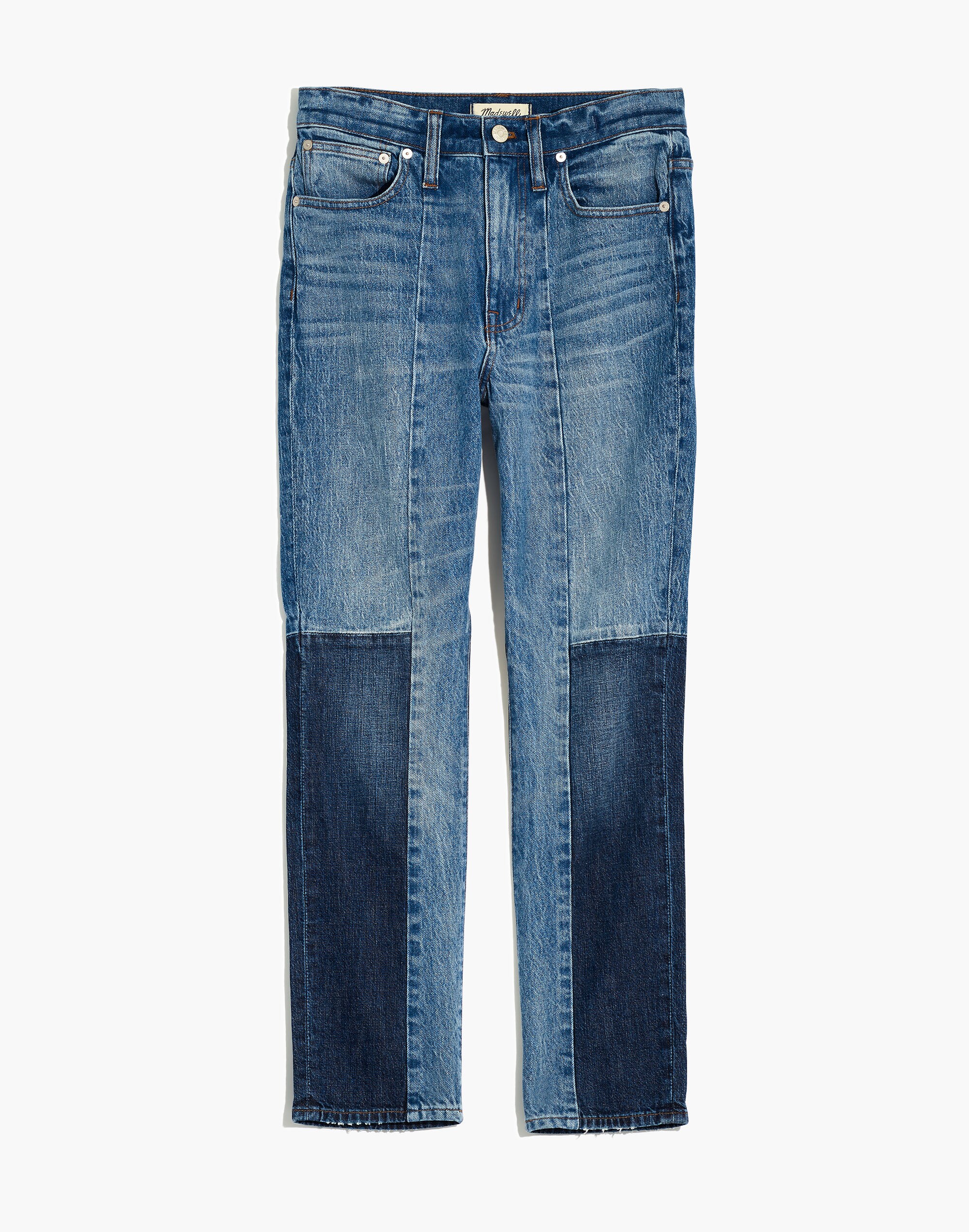 The High-Rise Slim Boyjean in Jenkins Wash: Patchwork Edition