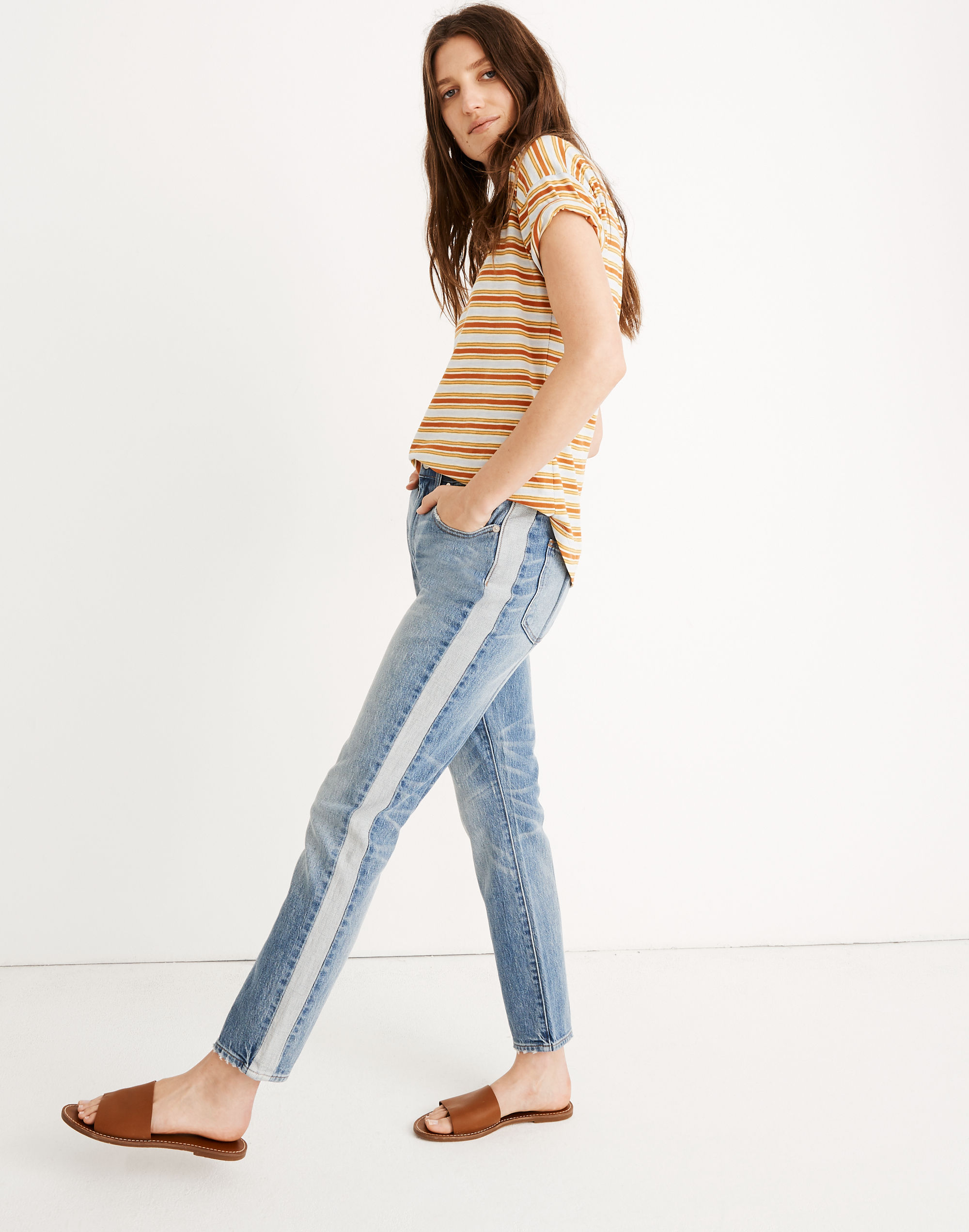The High-Rise Slim Boyjean in Wexford Wash: Tuxedo Stripe Edition