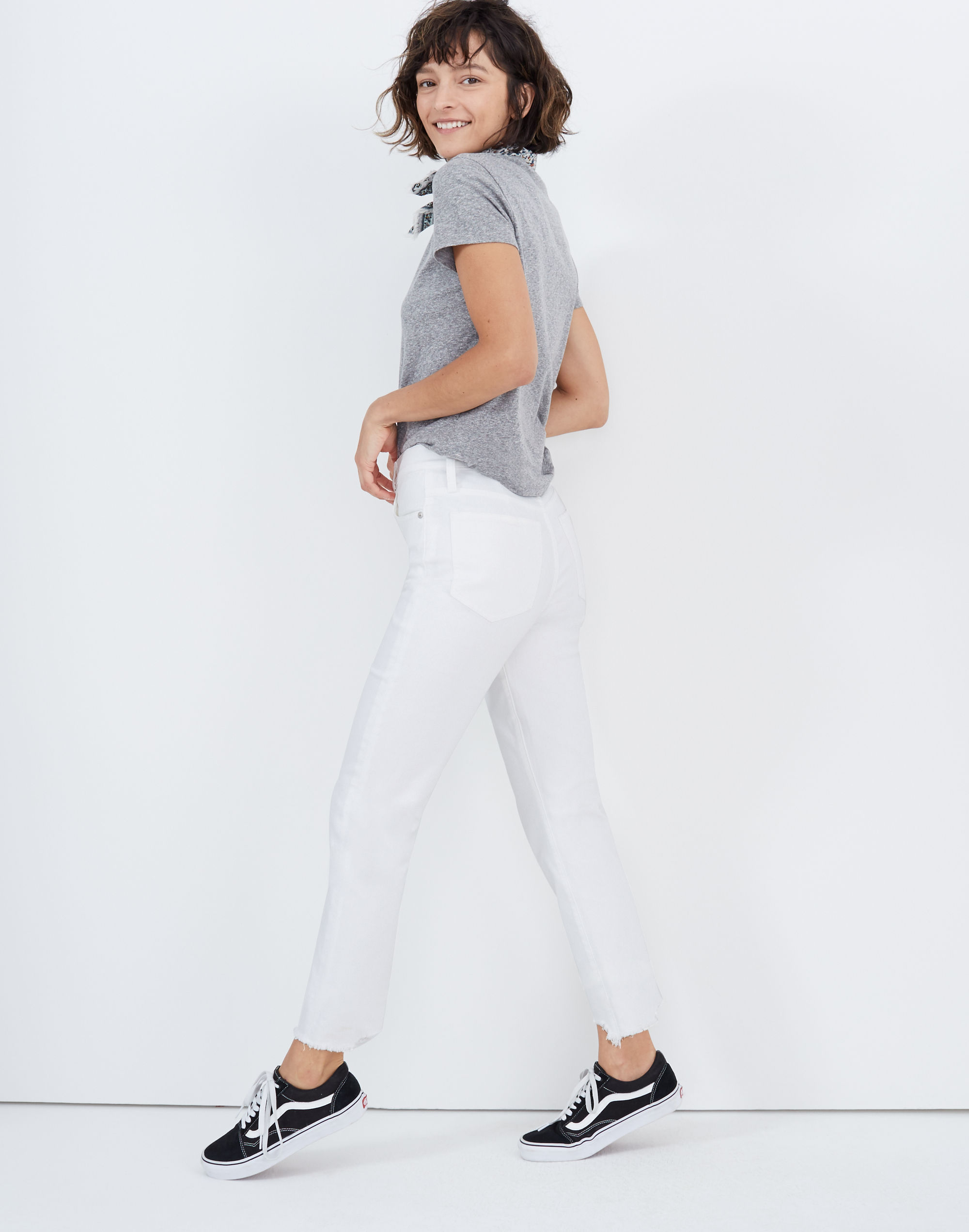 The Perfect Vintage Crop Jean in Tile White: Button-Front Edition